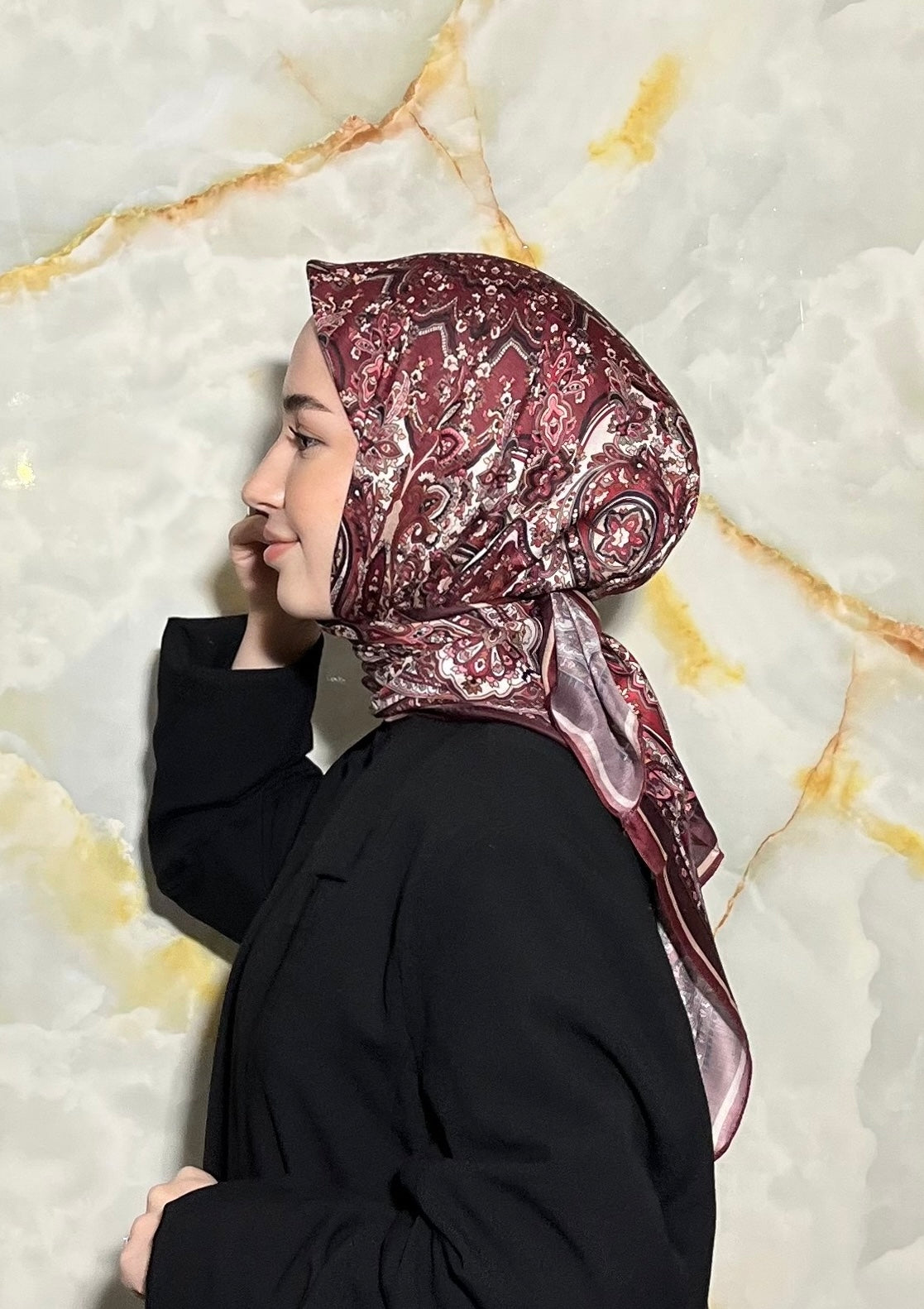 Firuze Square Scarf - Burgundy