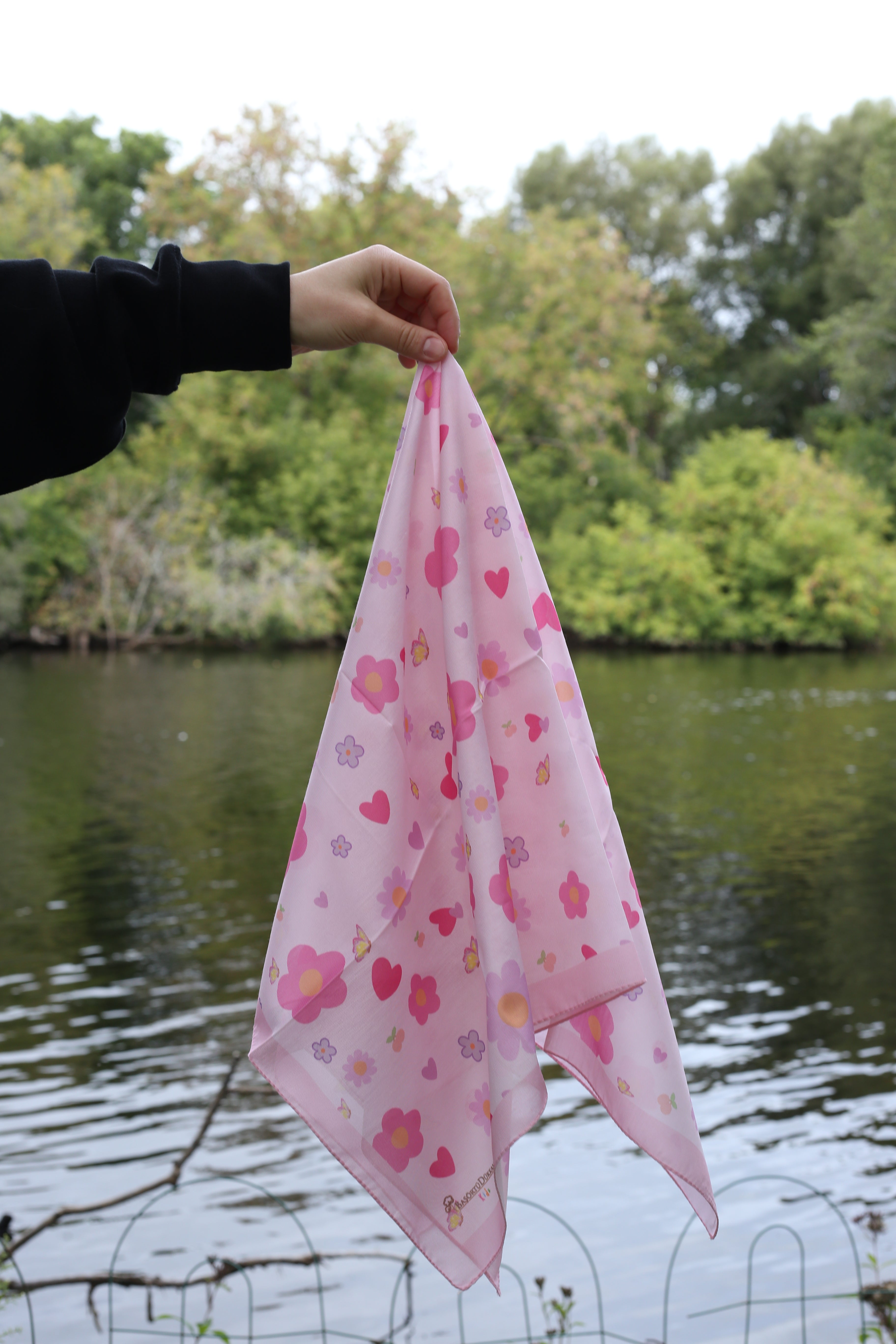 Kids Square Scarf - Pink Flower