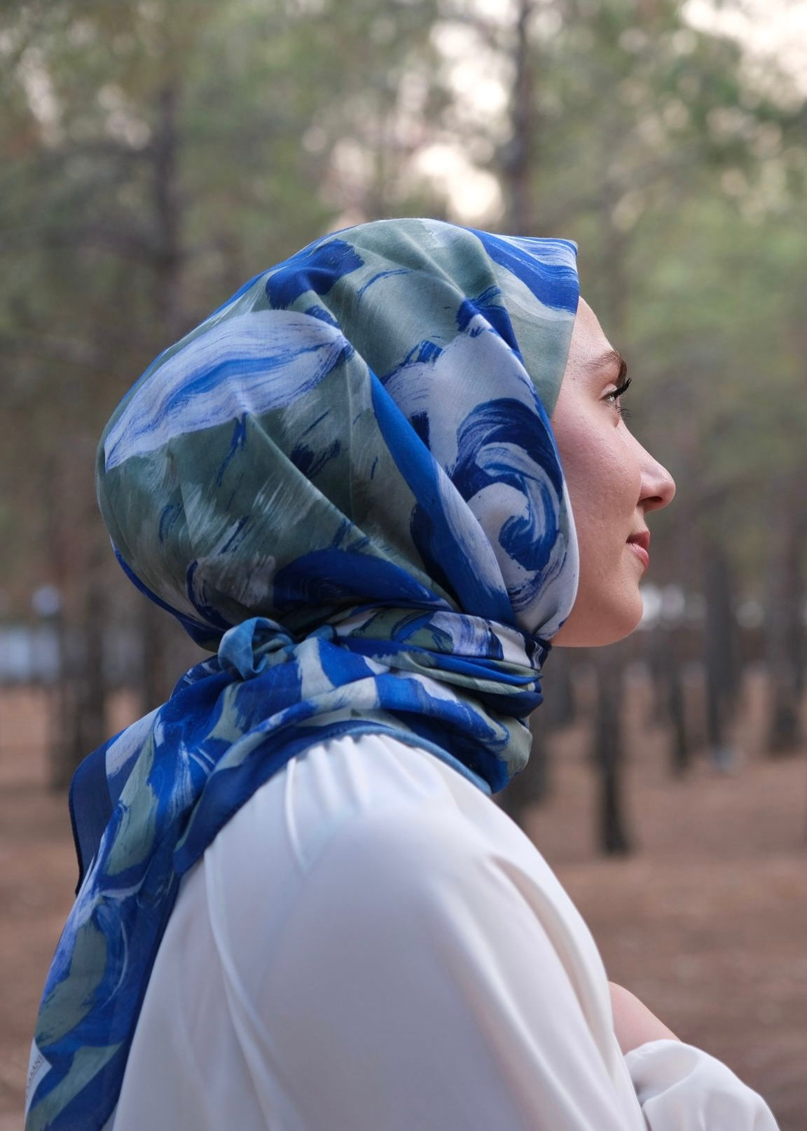 Rosara Square Scarf - Midnight Blue-Green