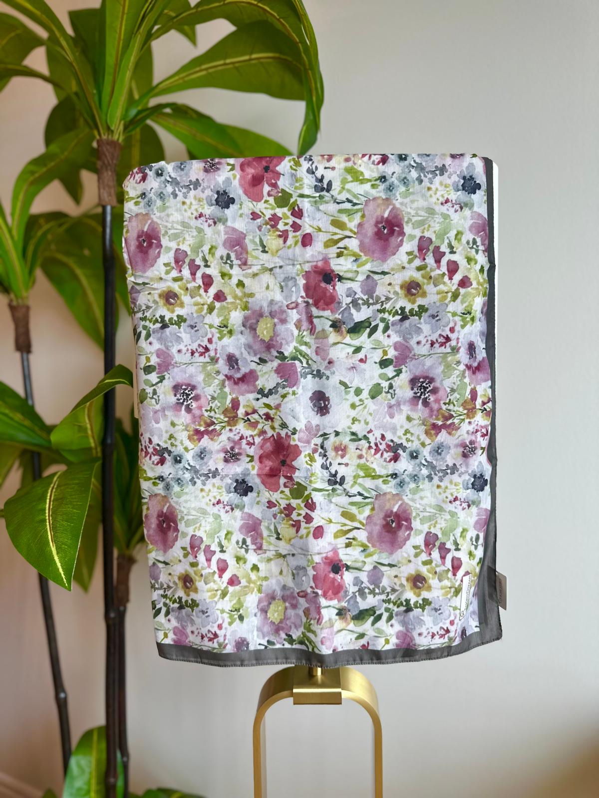 Watercolor Floral Hijab - Khaki