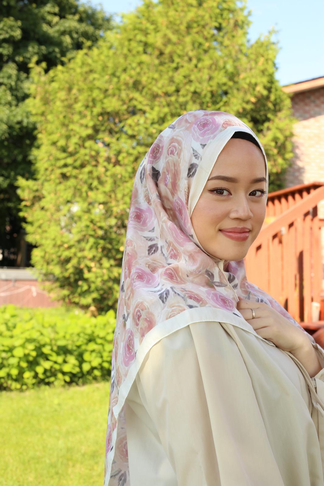 Rose Square Scarf - Pearl Pink