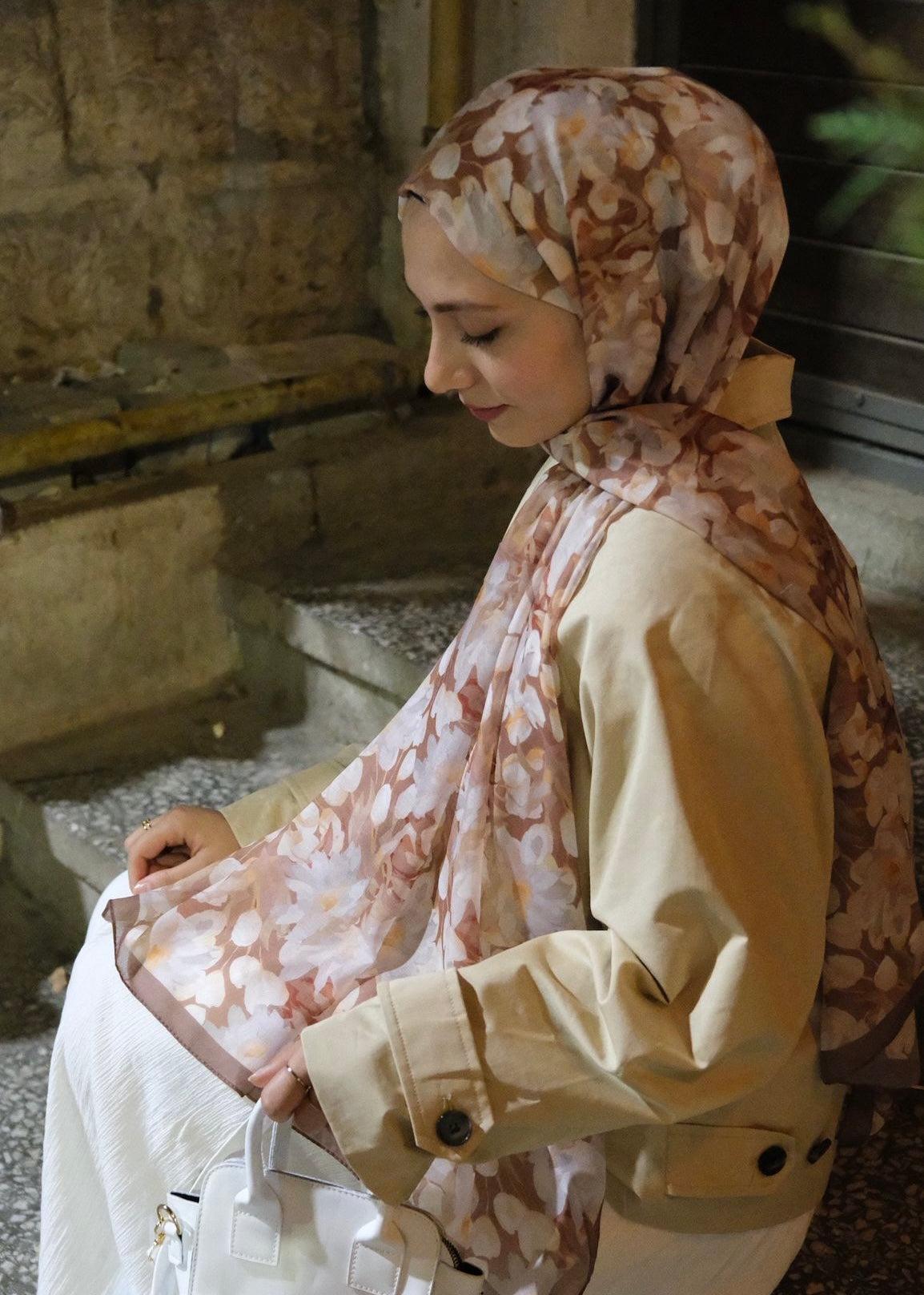 Garden Design Hijab - Milky Brown