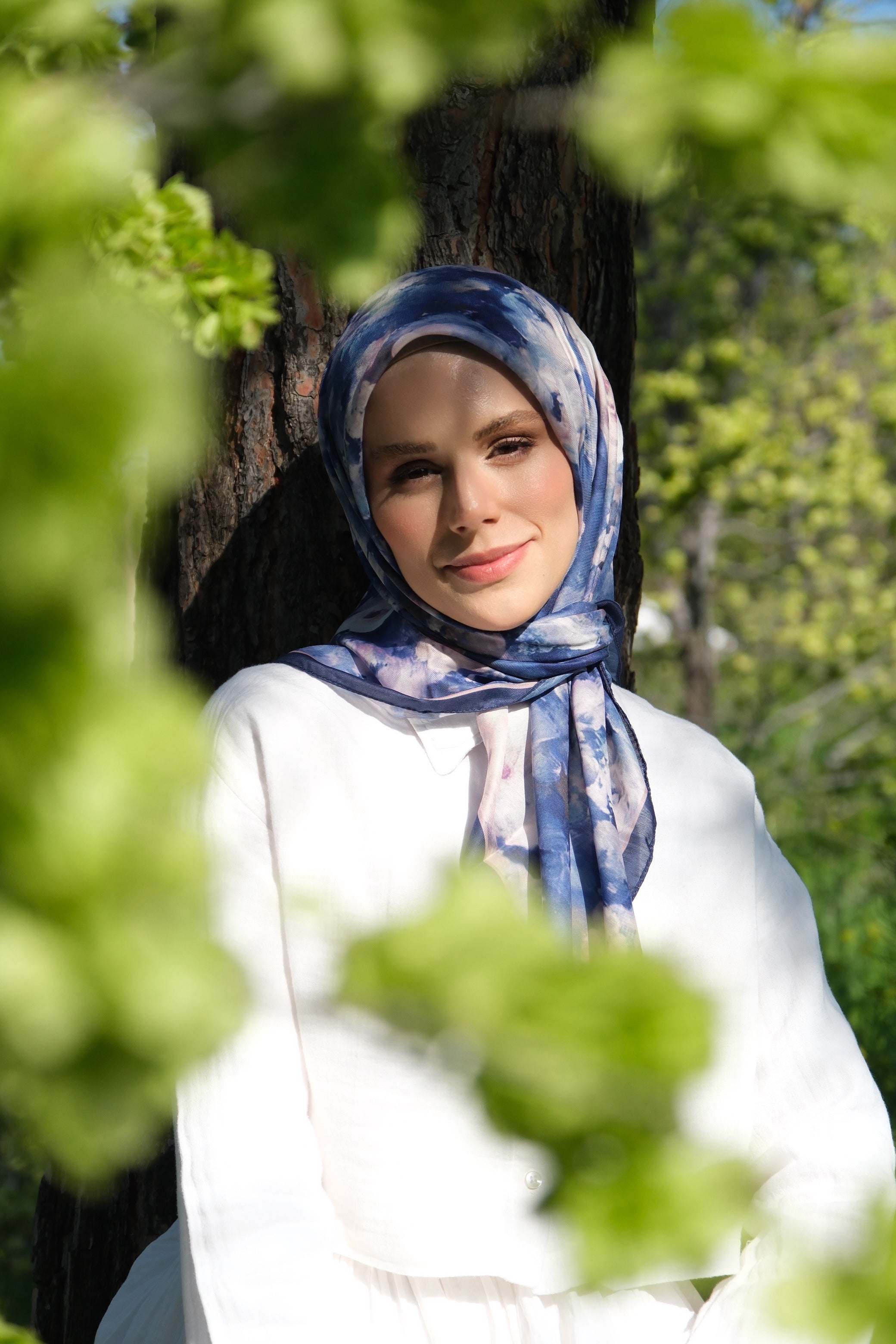 Rose Blend Square Scarf - Night Blue