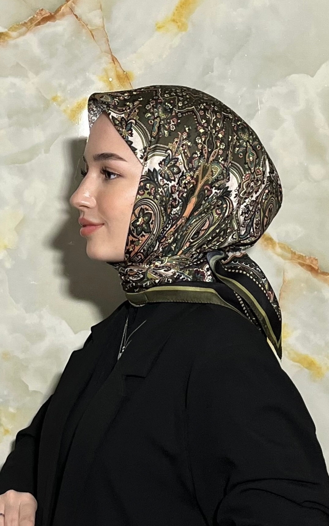 Firuze Square Scarf - Khaki