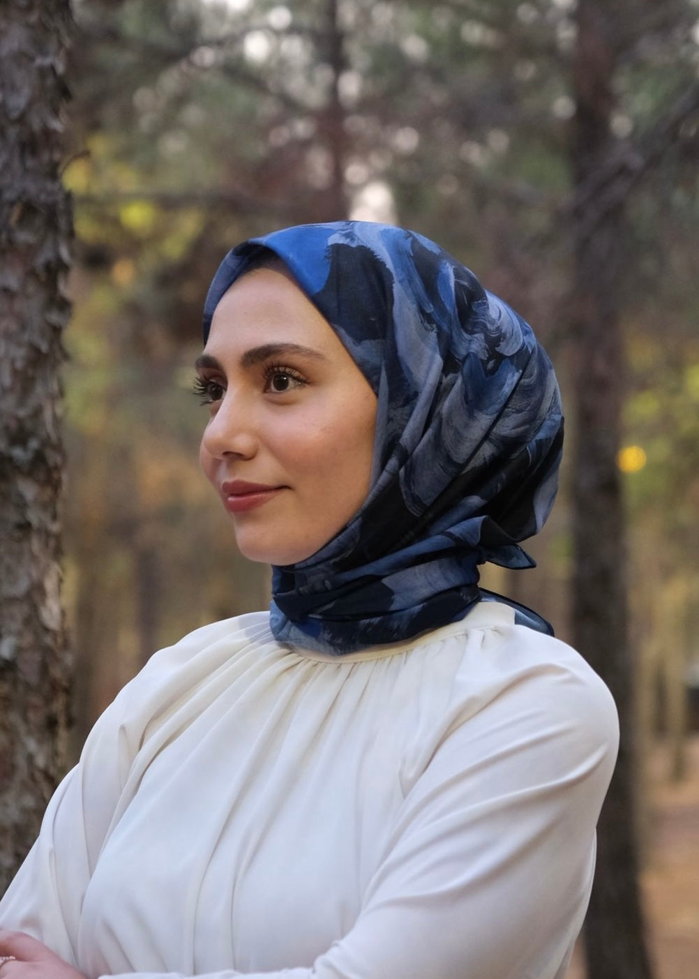 Rosara Square Scarf - Navy