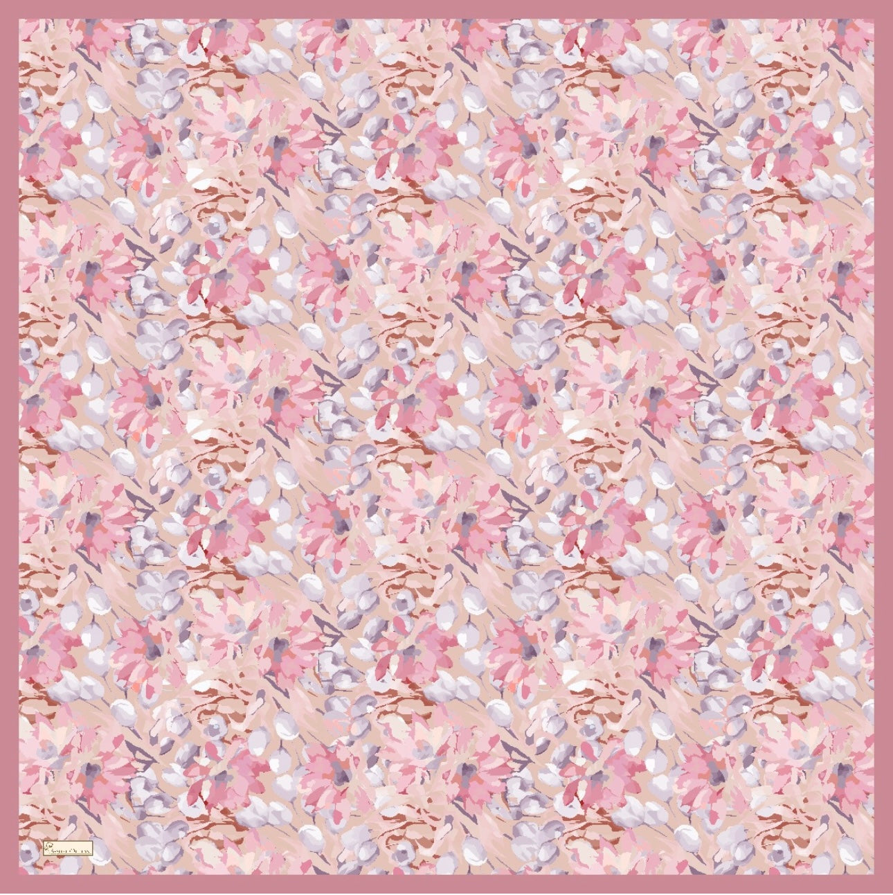 Garden Design Square Scarf - Powder Pink