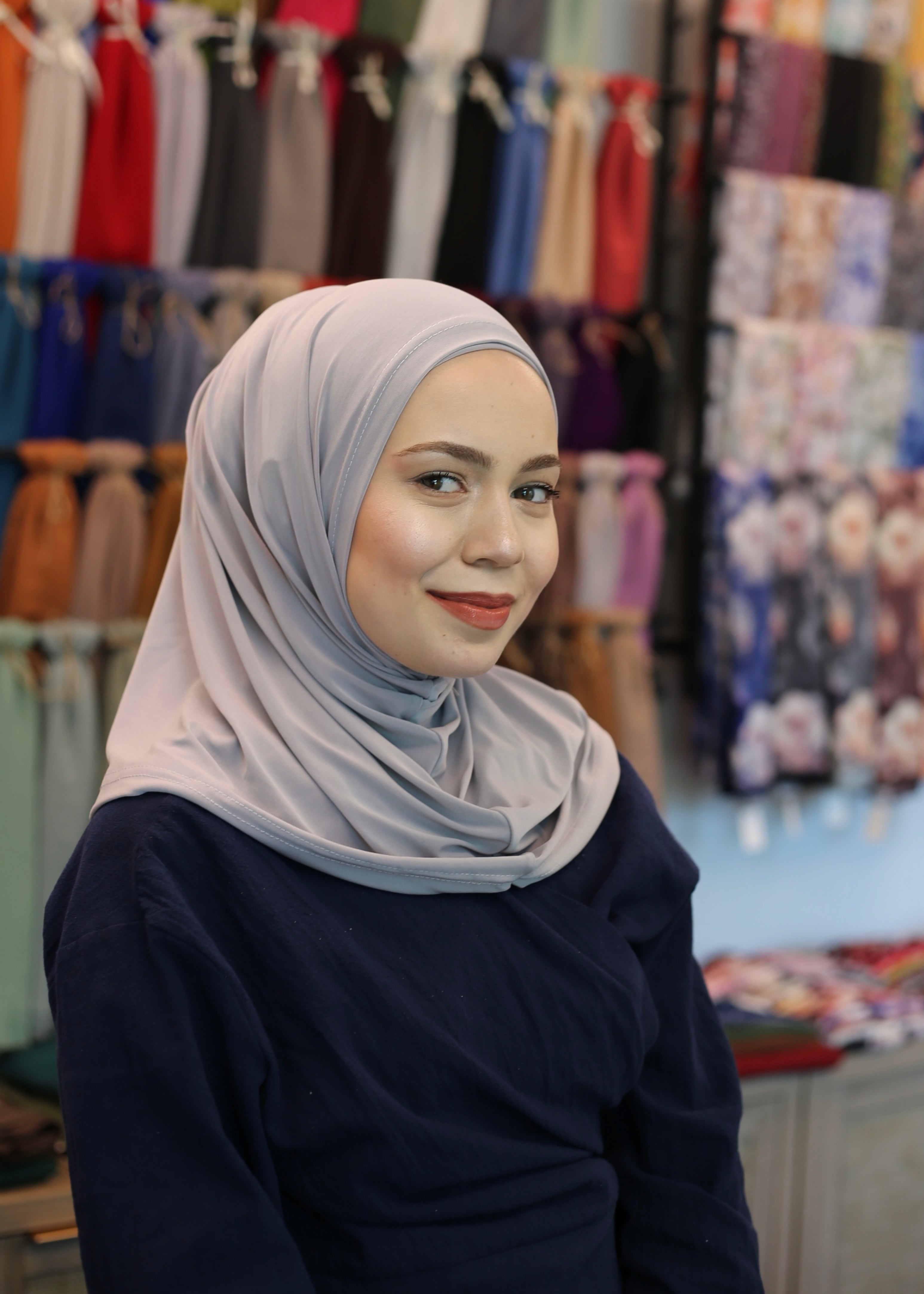 New Athletic Hijab -Light Gray (No Snap Closure)