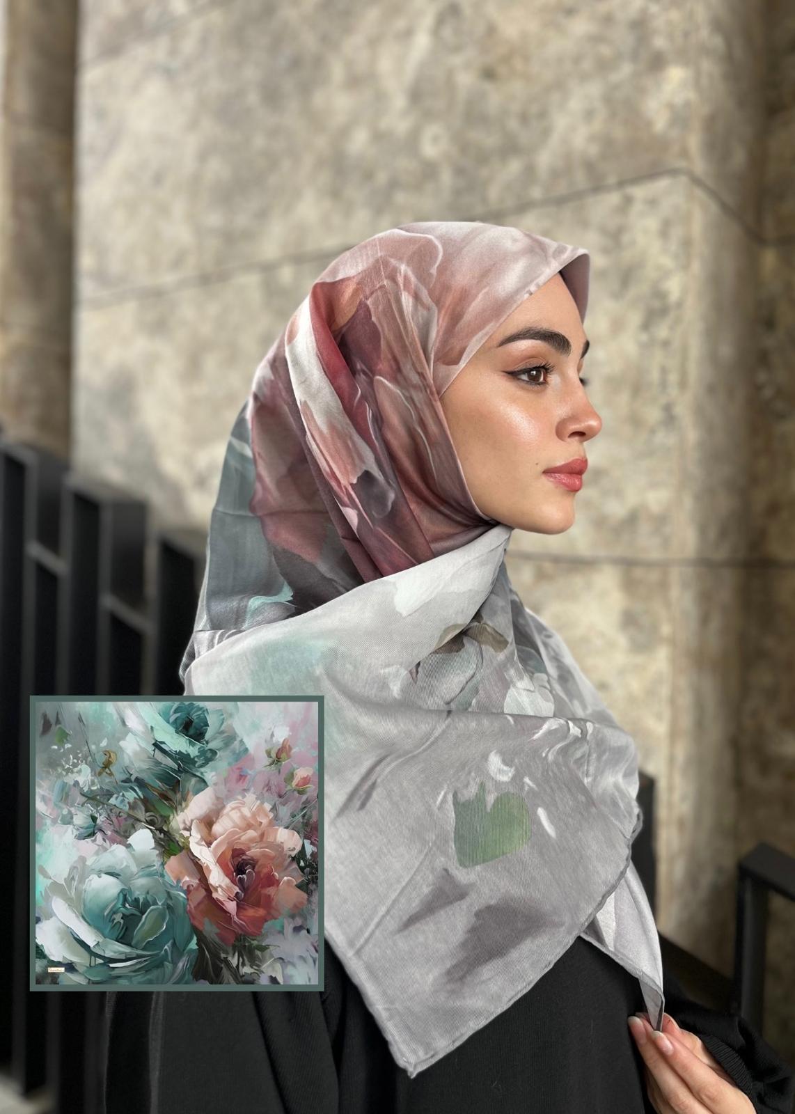 Canvas Painting Pattern Square Scarf - Green