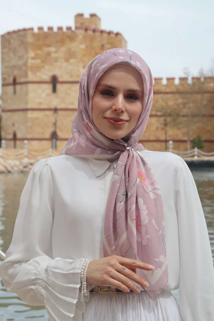 Silk Garden Square Scarf - Vintage Rose