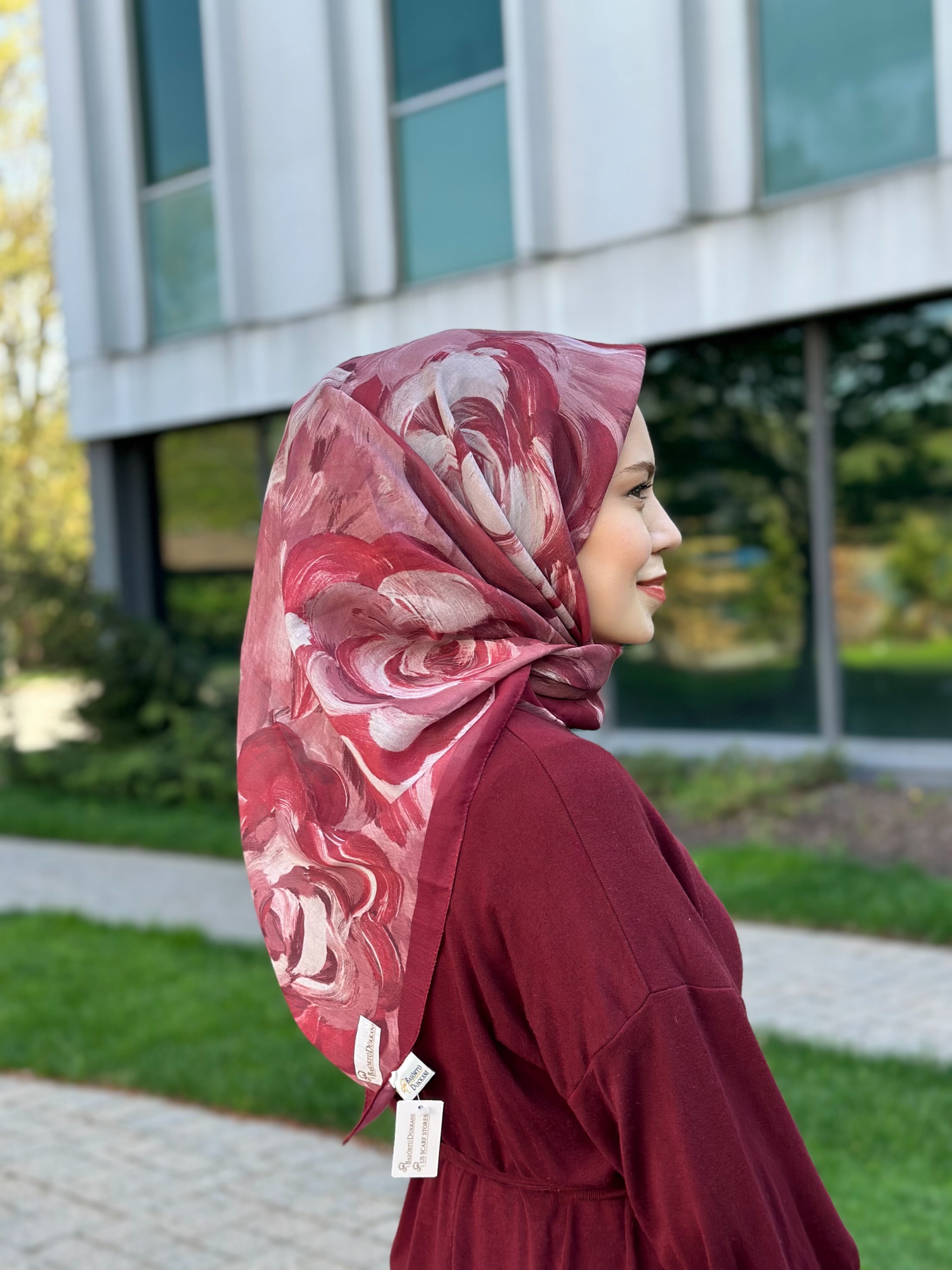 Rosara Square Scarf - Summer Burgundy