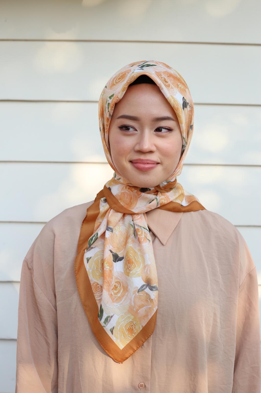 Rose Square Scarf - Mustard