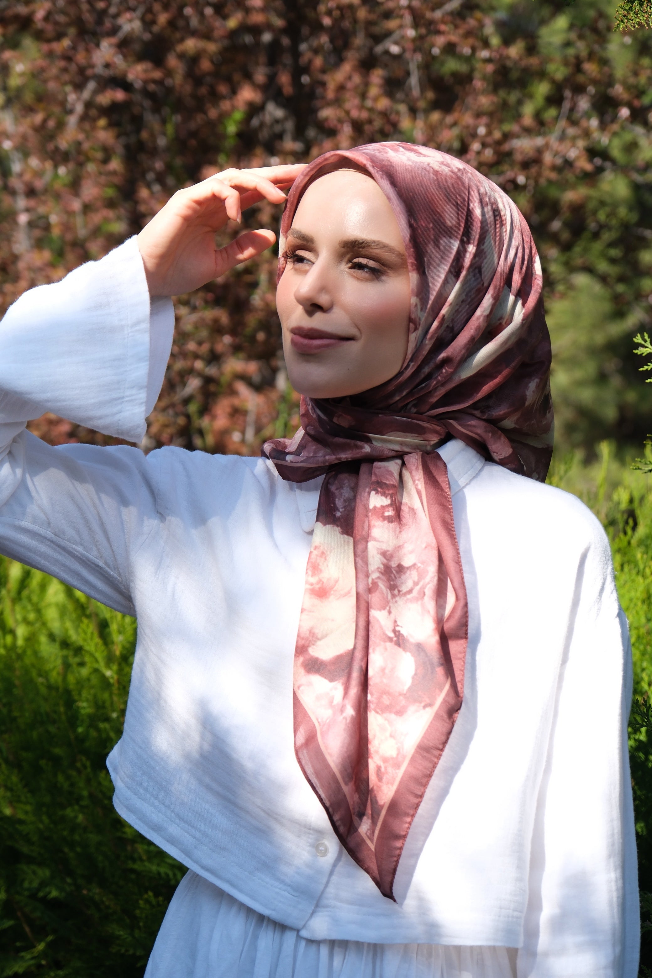 Rose Blend Square Scarf - Brown
