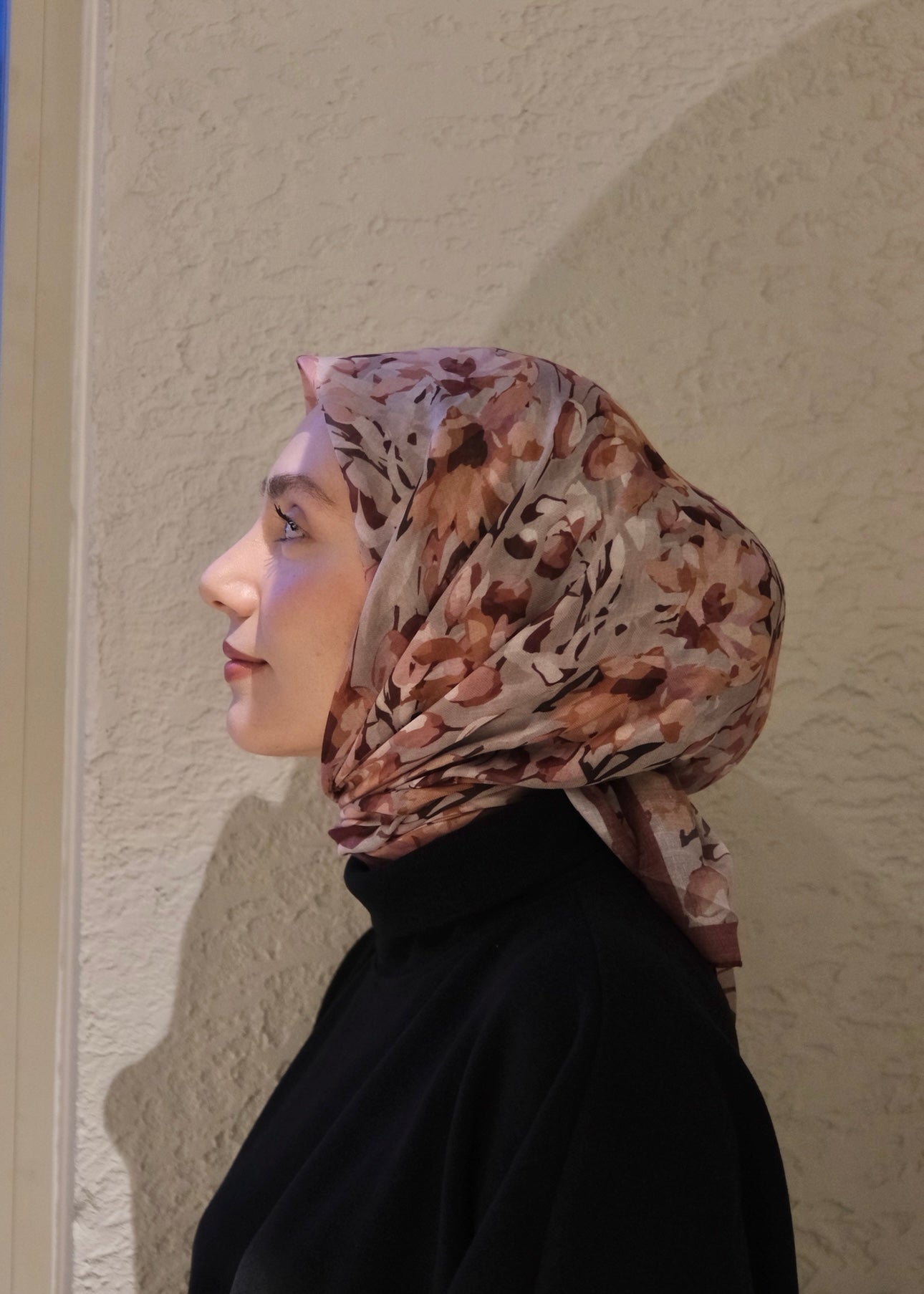 Garden Design Square Scarf - Burgundy Gray