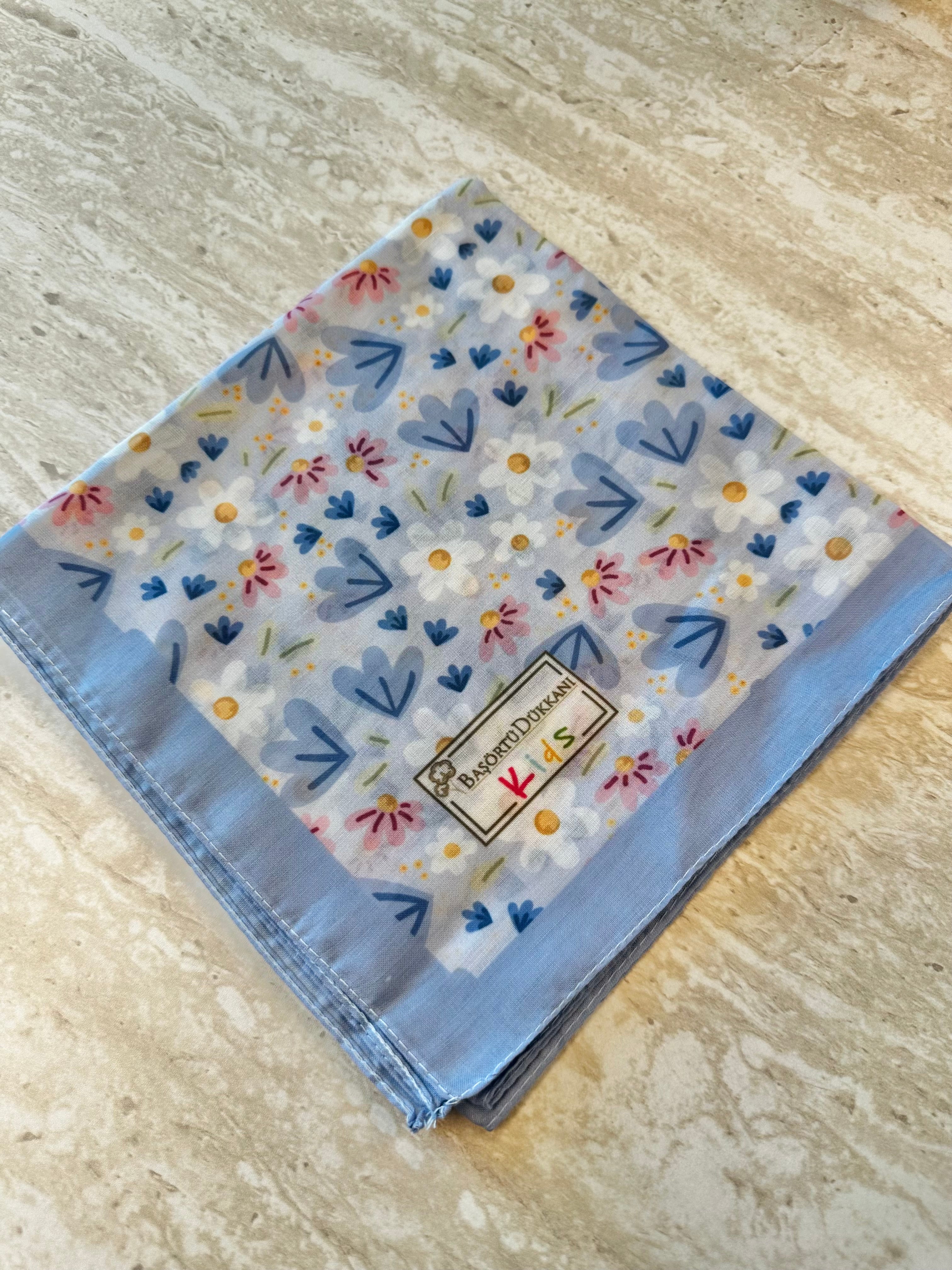 Kids Square Scarf - Dream Flower Blue
