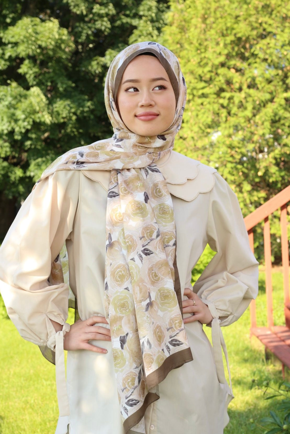 Rose Hijab - Olive Green