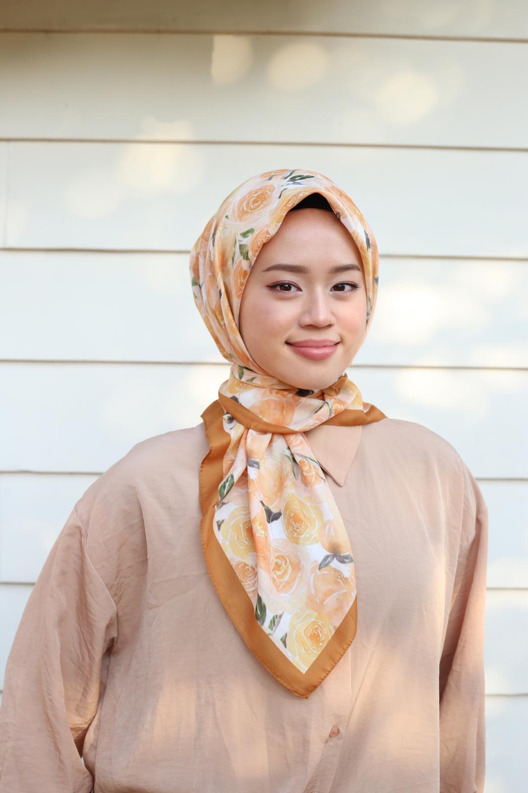 Rose Square Scarf - Mustard