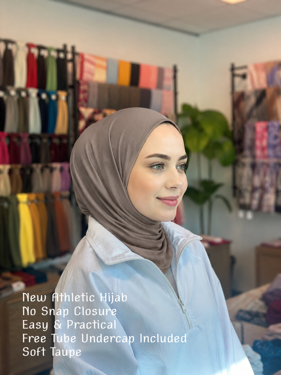 New Athletic Hijab -Soft Taupe (No Snap Closure)