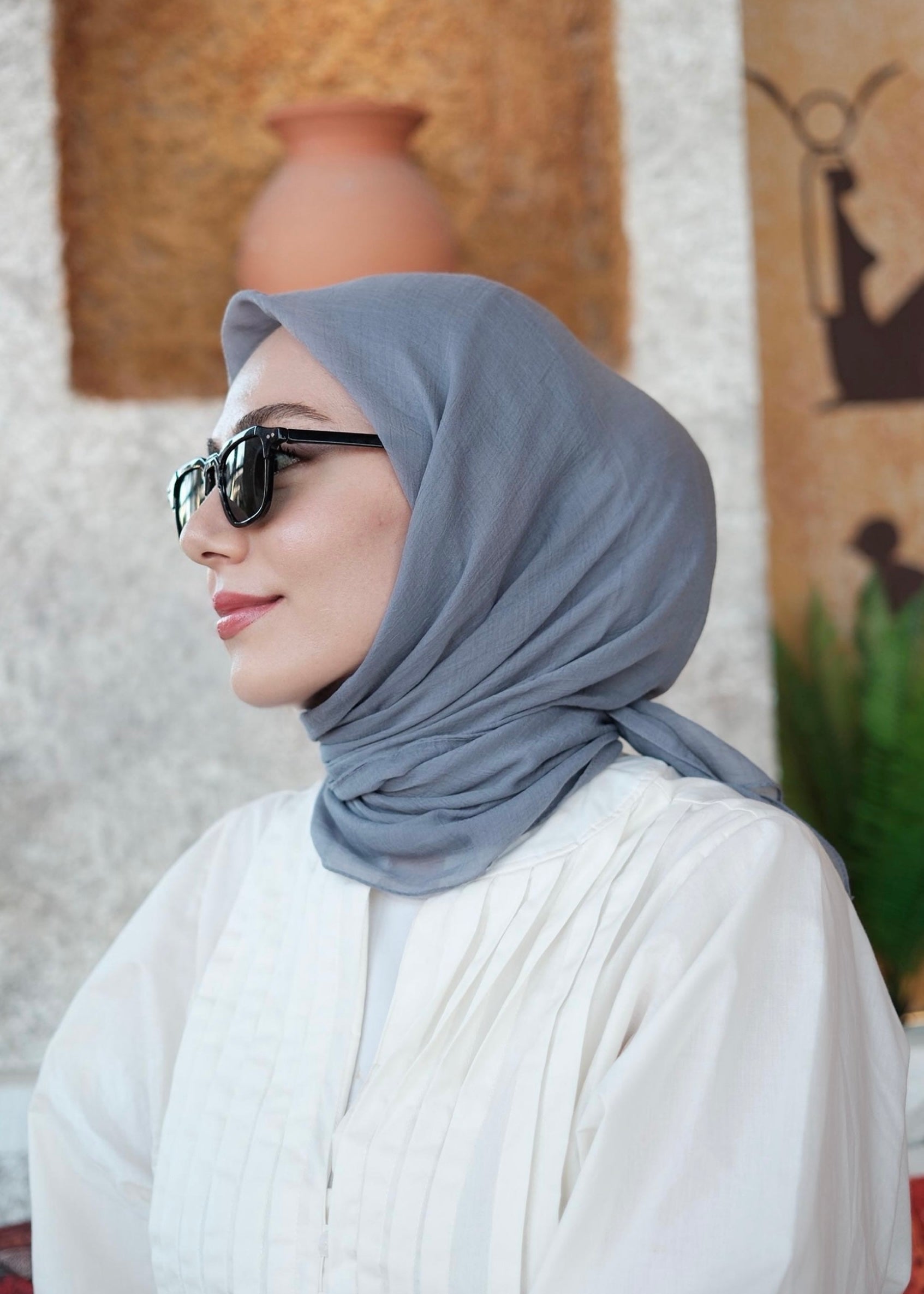 Relax Square Scarf - Blue Gray