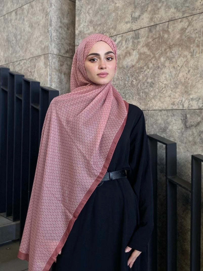 Clover Pattern Hijab - Mauve Pink