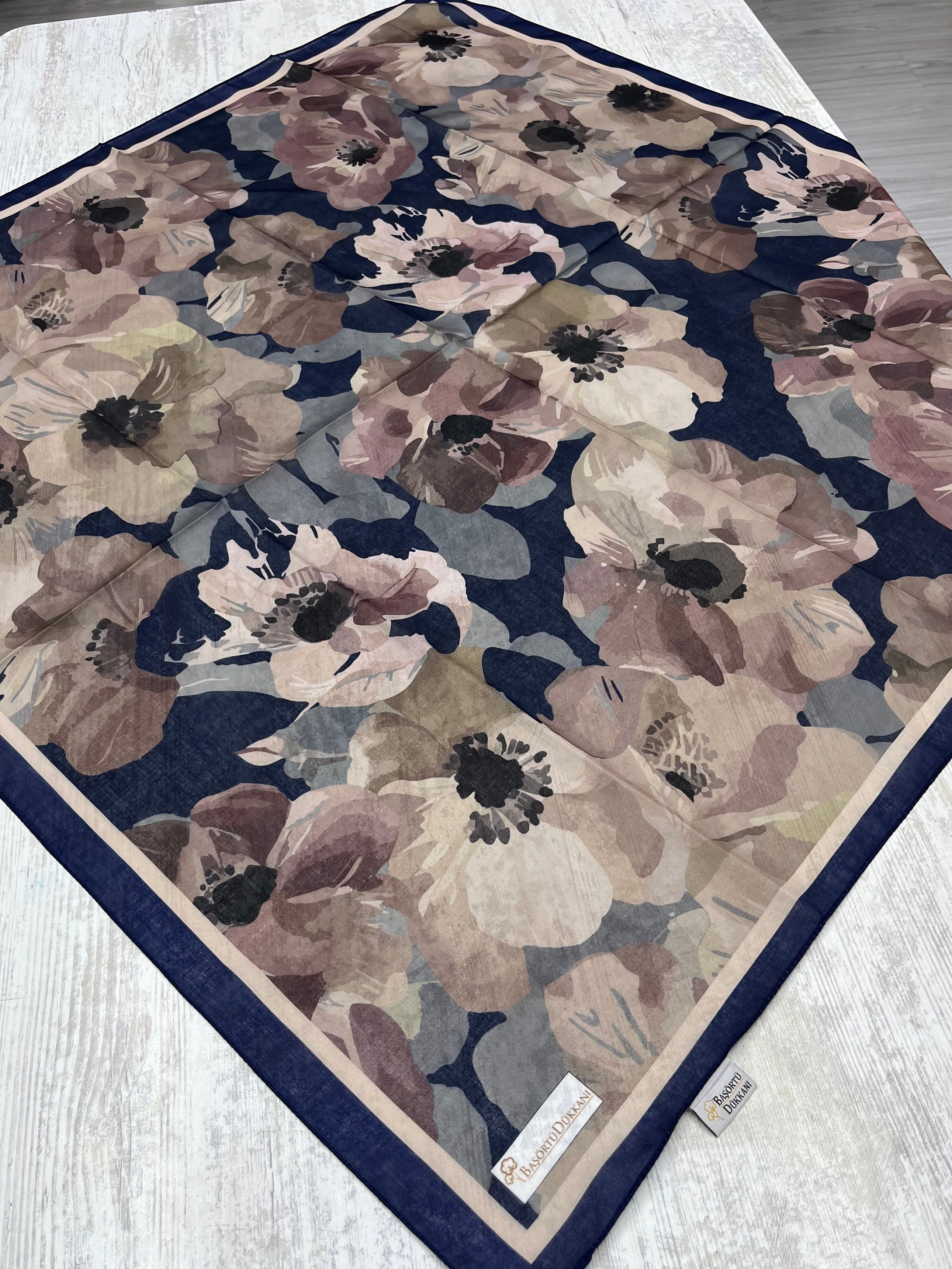 Maribel Square Scarf - Navy Blue