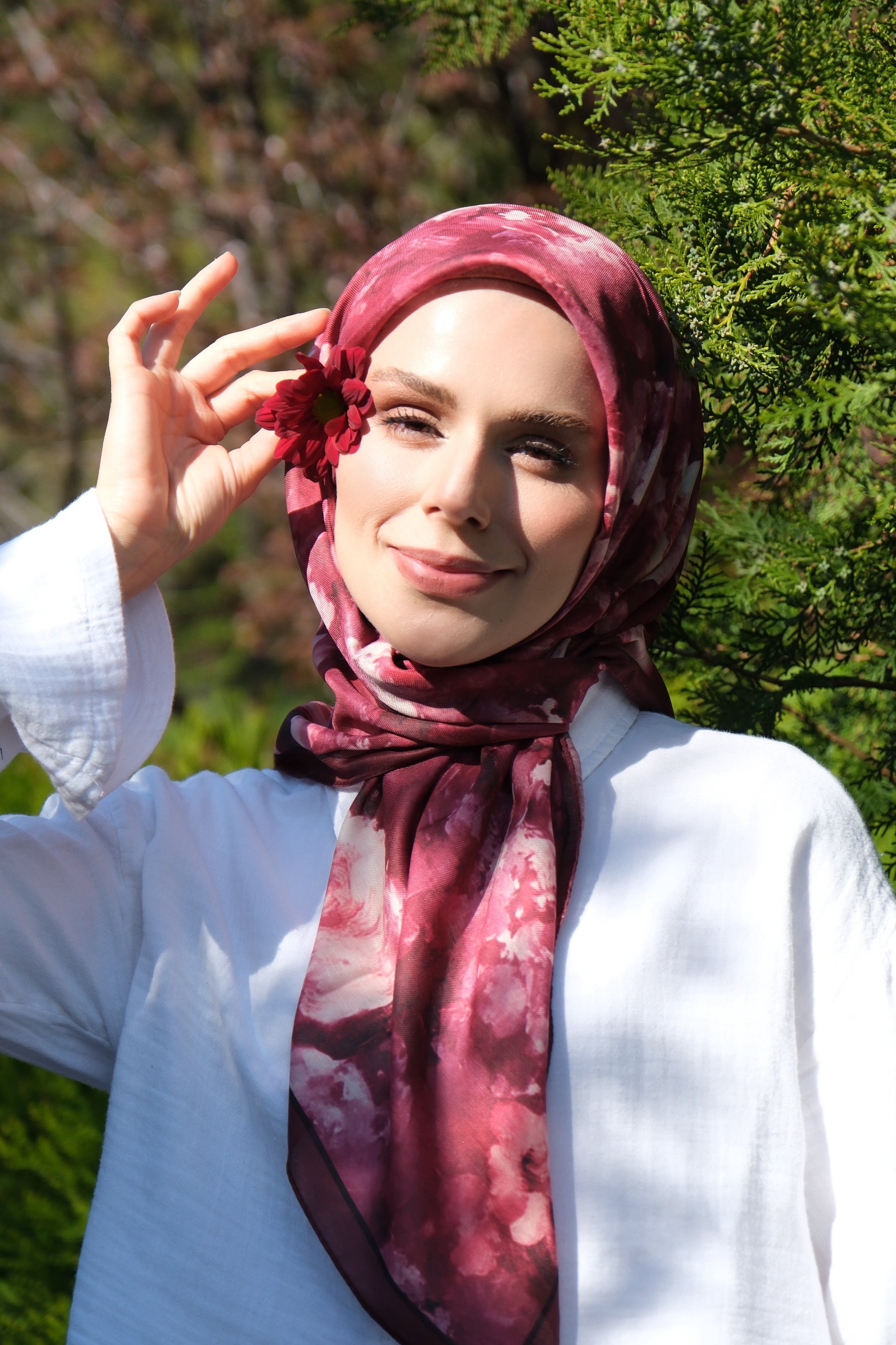 Rose Blend Square Scarf - Wine