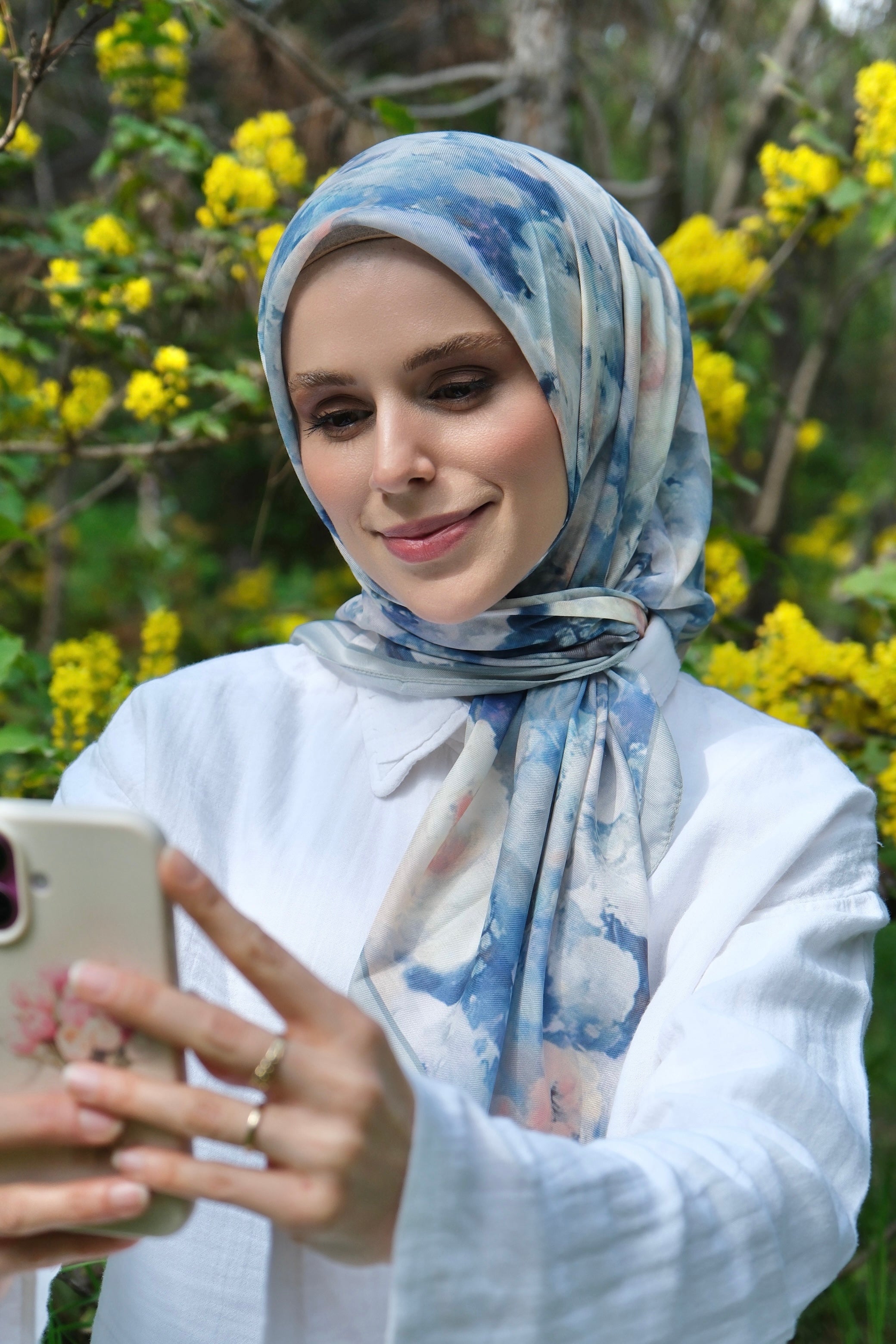 Rose Blend Square Scarf - Sky Blue