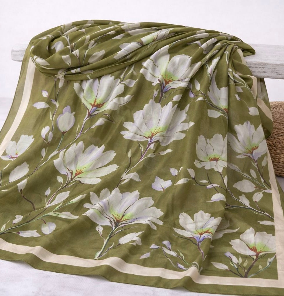 Silk Garden Hijab - Olive Green