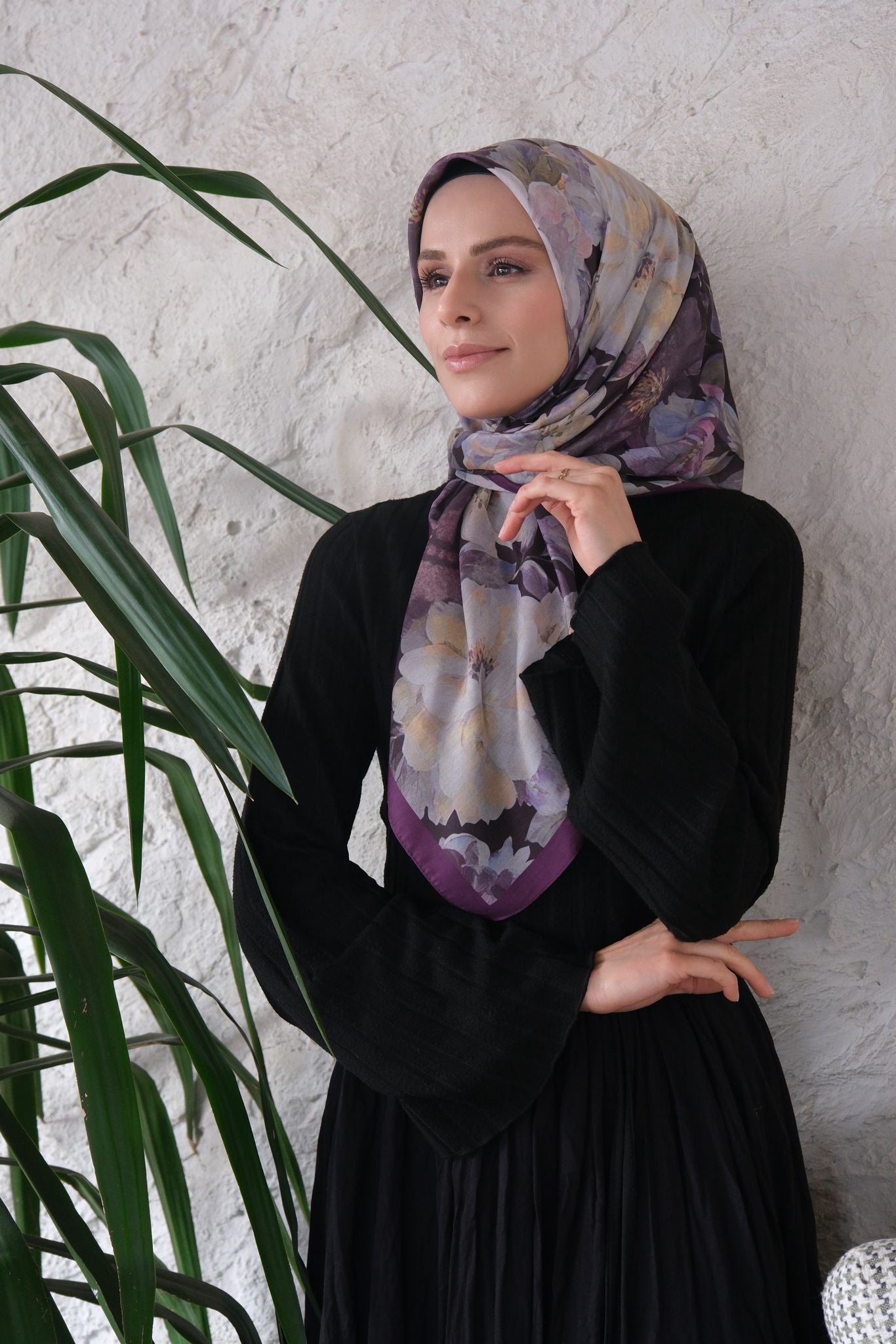 Velvet Bloom Square Scarf - Velvet Purple