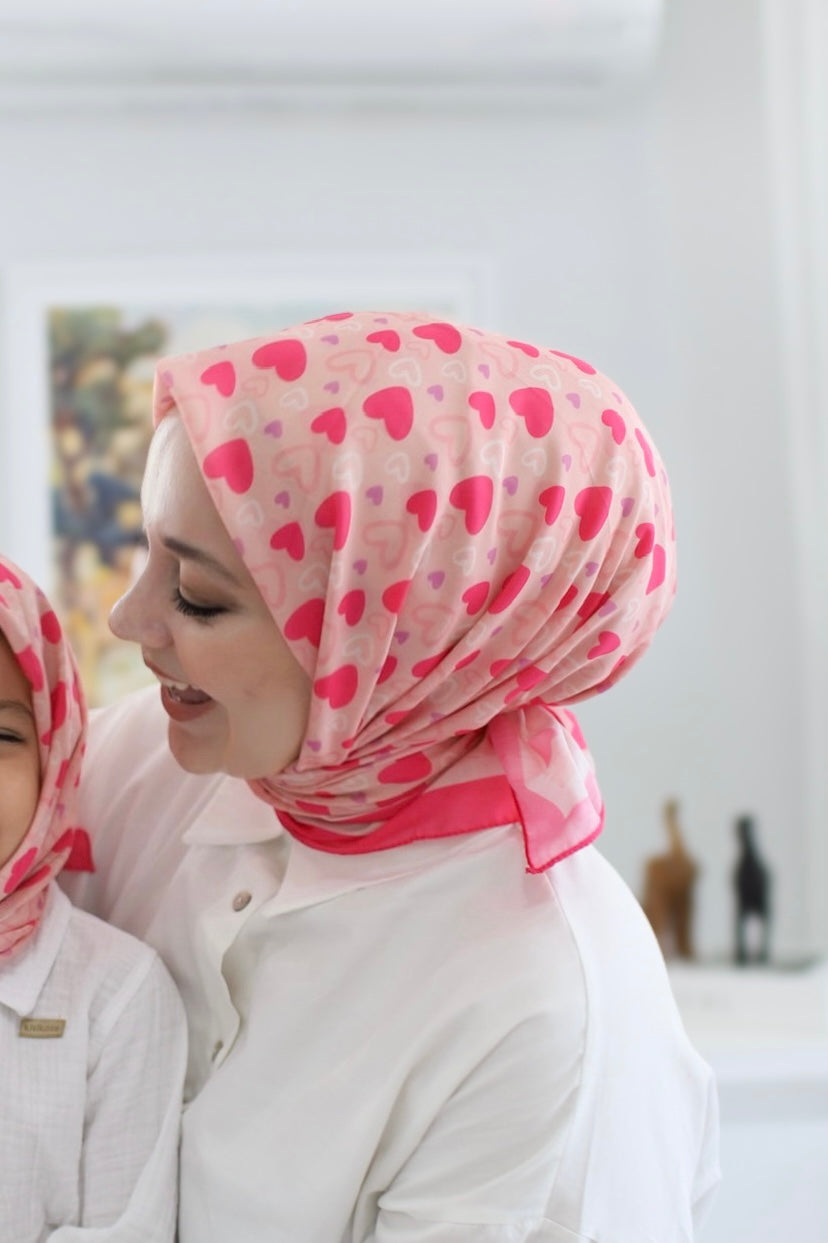 Mom Square Scarf - Pink Heart