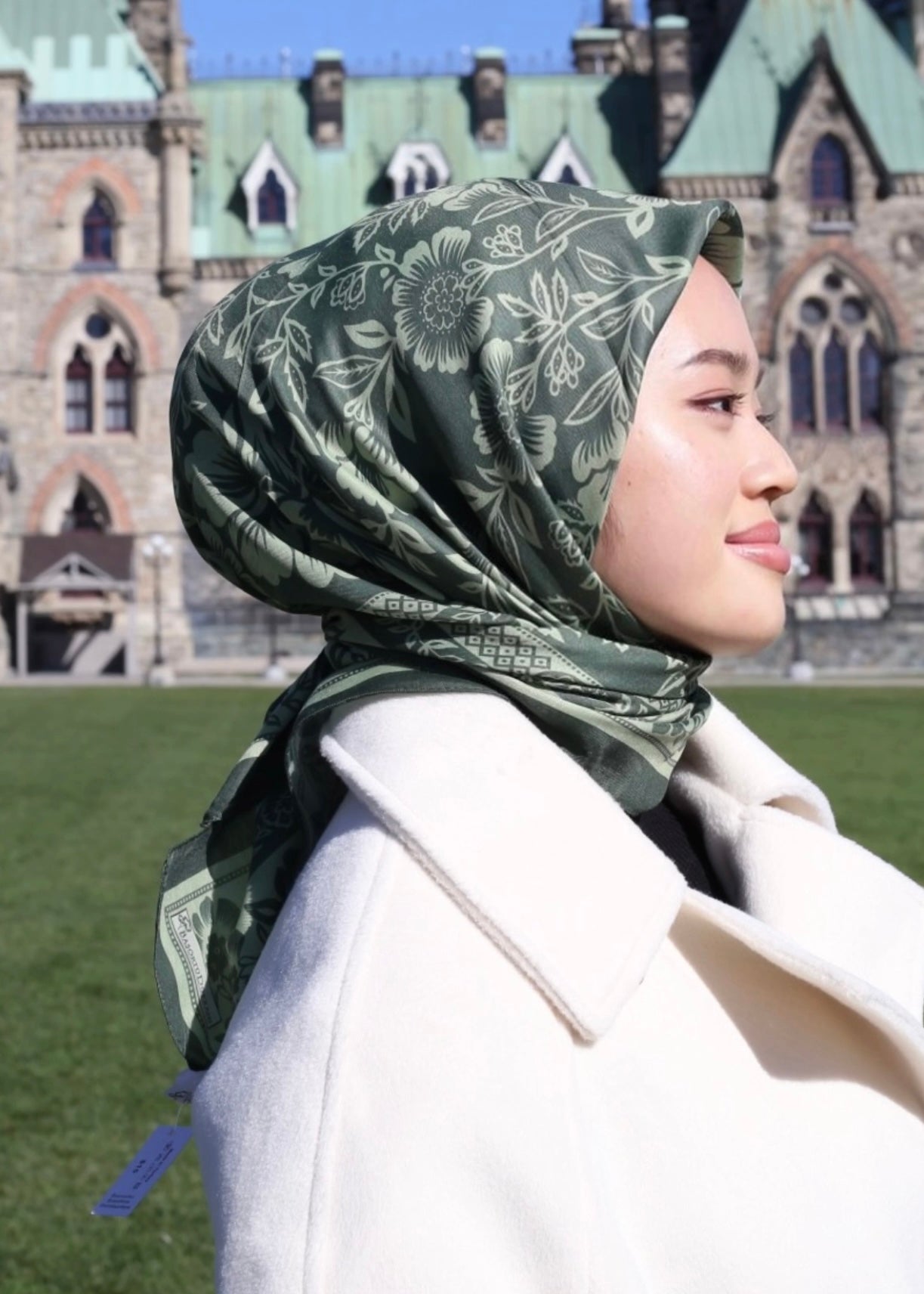 Retro Square Scarf - Henna Green