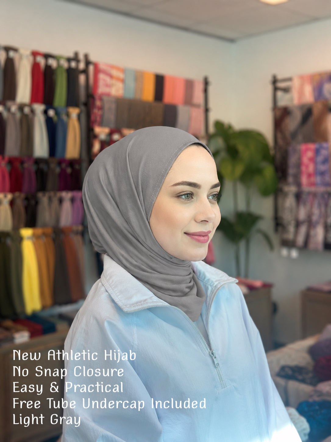 New Athletic Hijab -Light Gray (No Snap Closure)