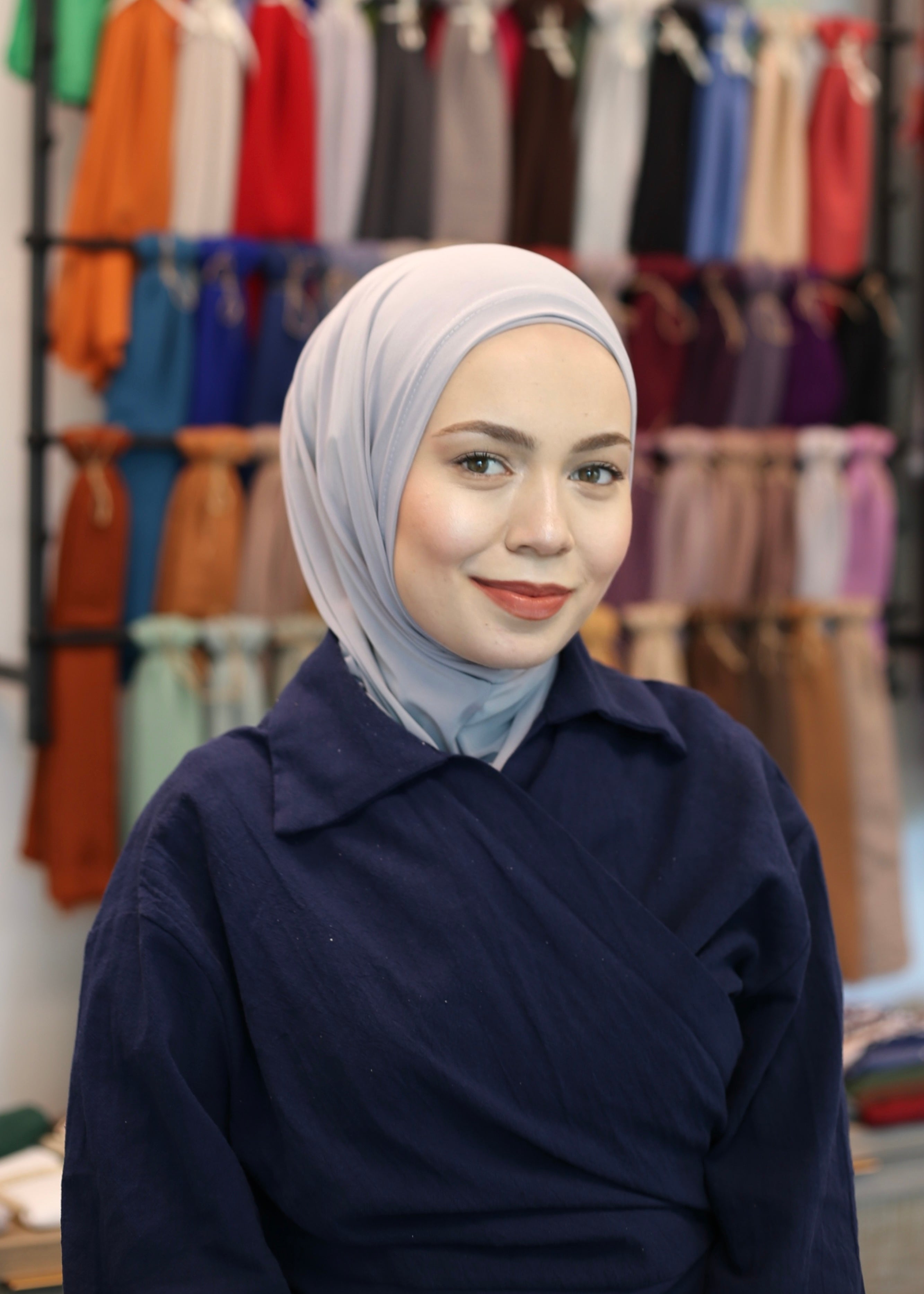 New Athletic Hijab -Light Gray (No Snap Closure)