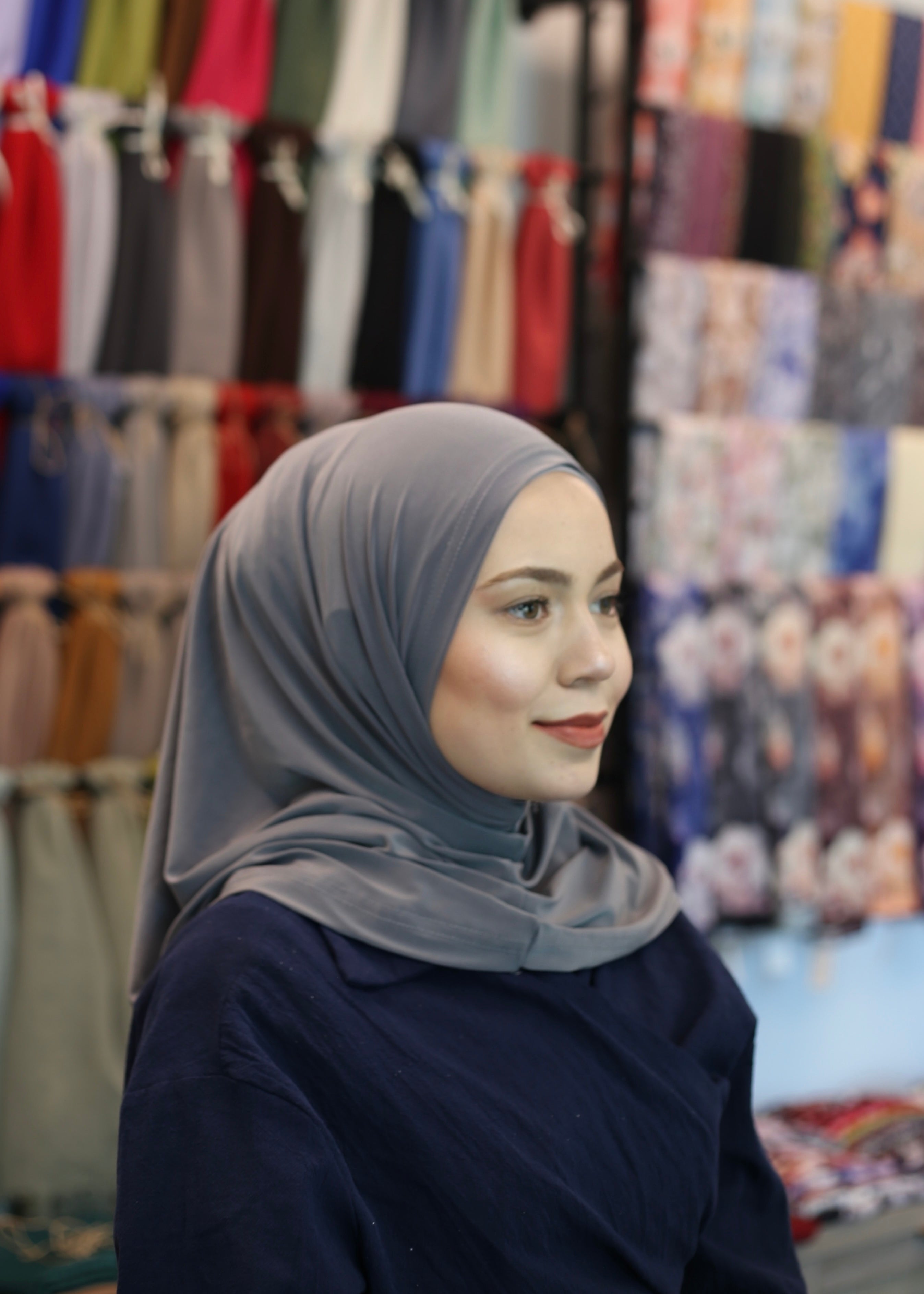 New Athletic Hijab -Dark Gray   (No Snap Closure)