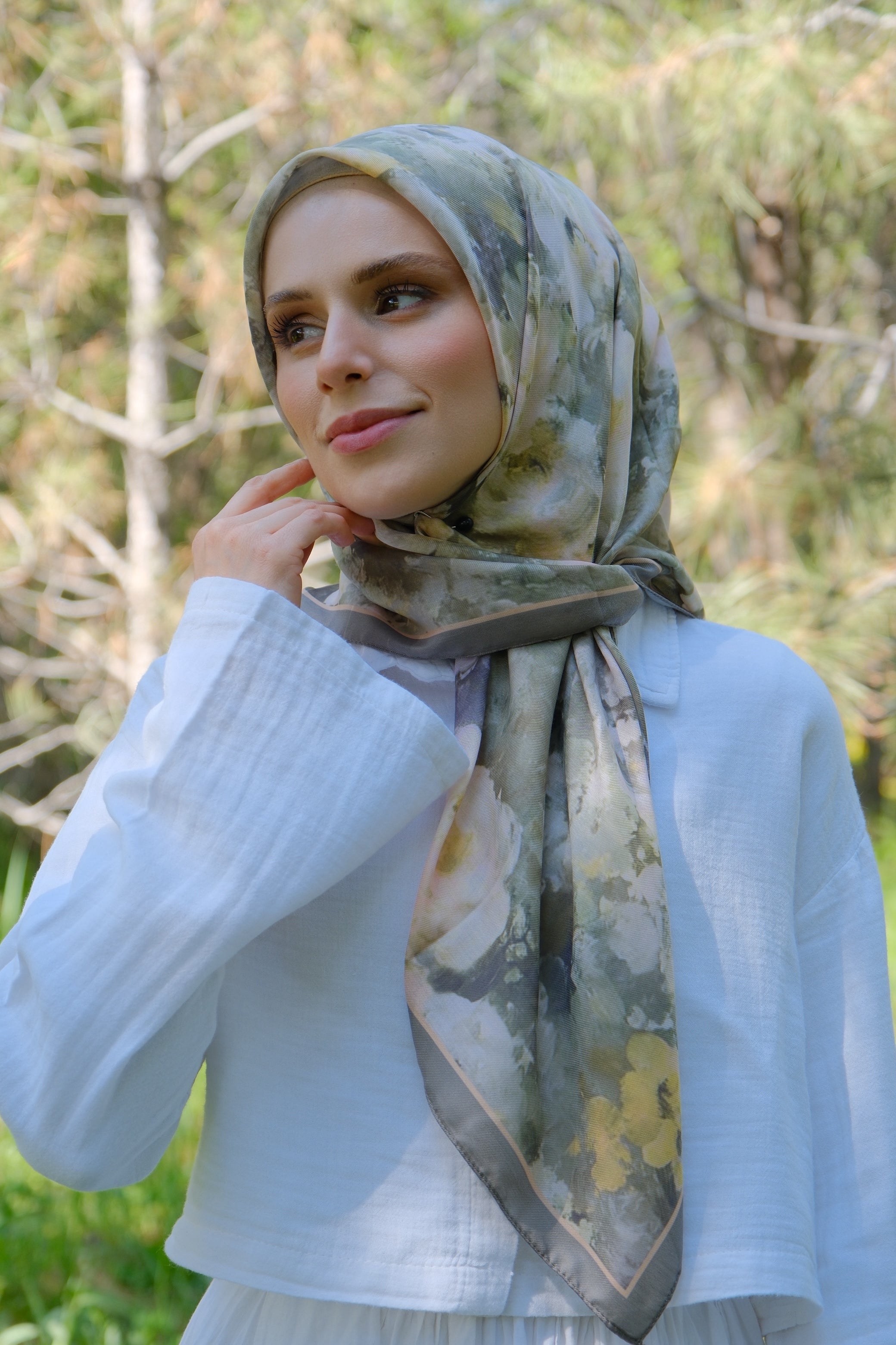 Rose Blend Square Scarf - Forest Green