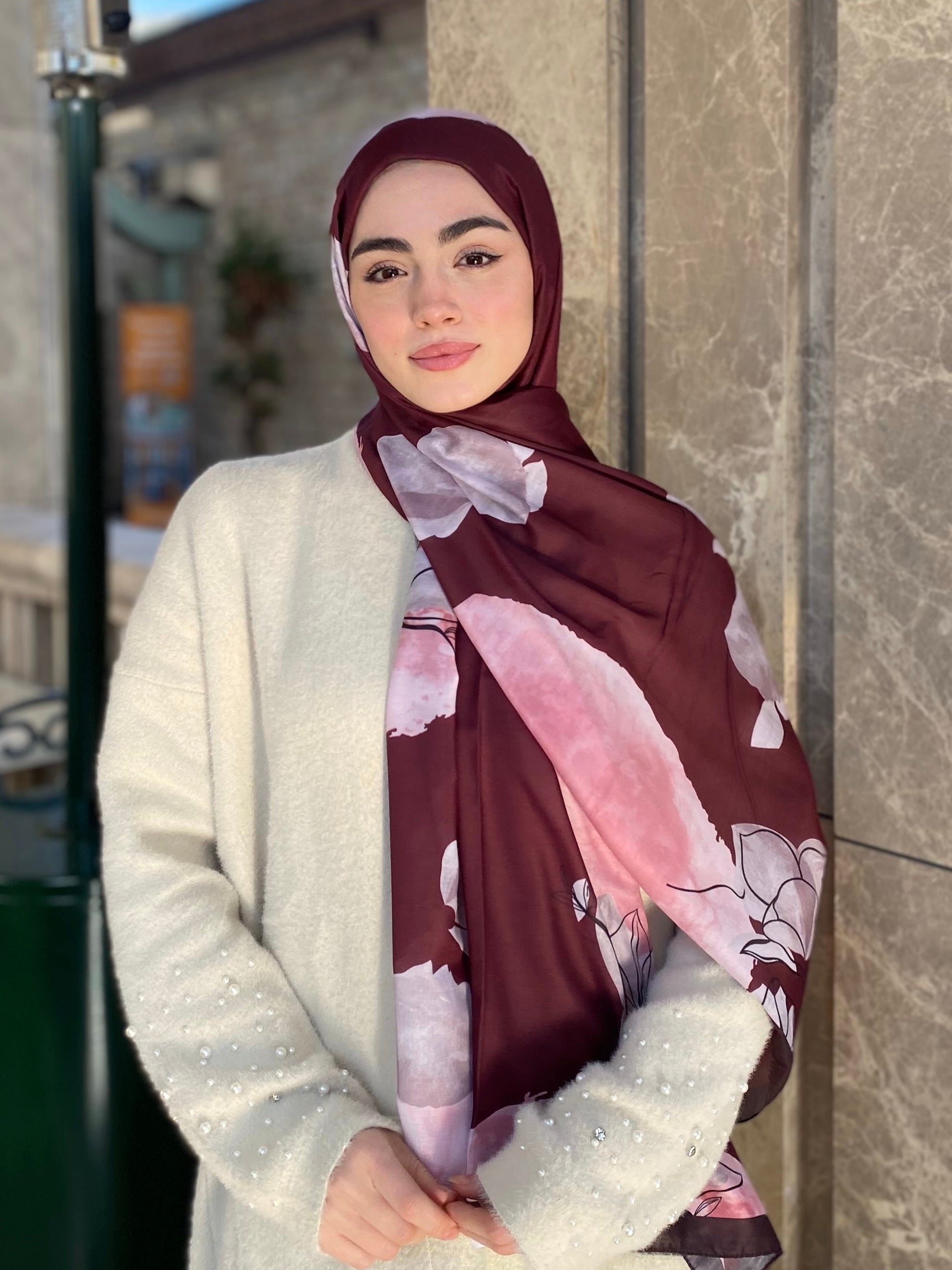 Coral Hijab - Burgundy