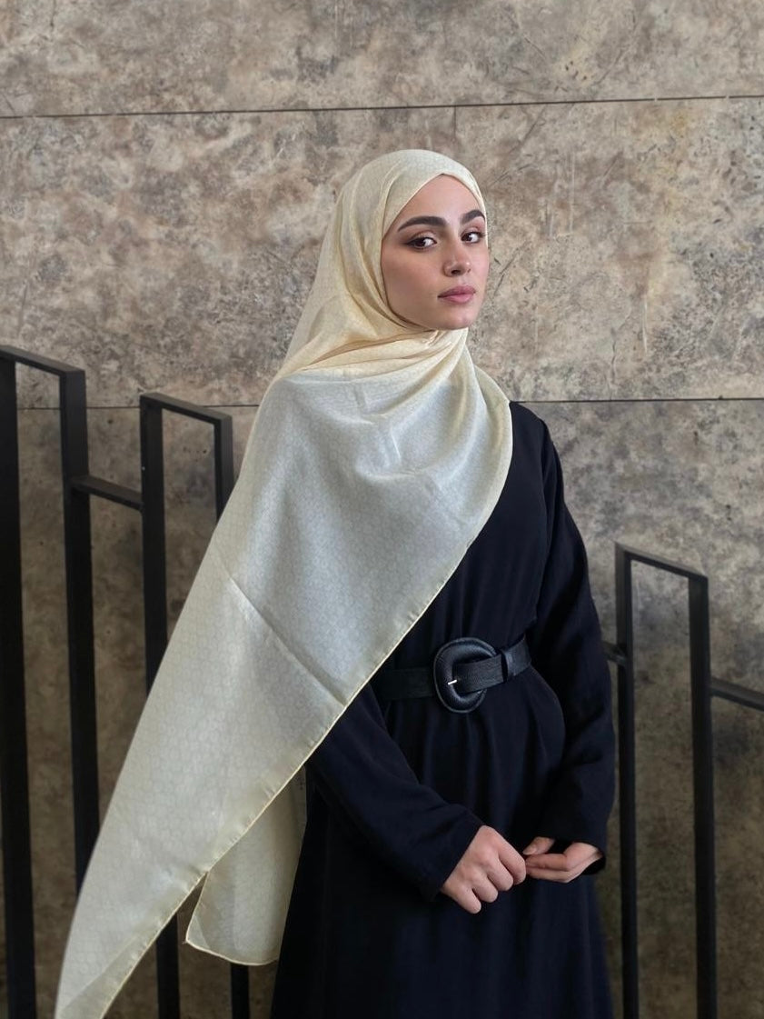 Clover Pattern Hijab - Butter Yellow