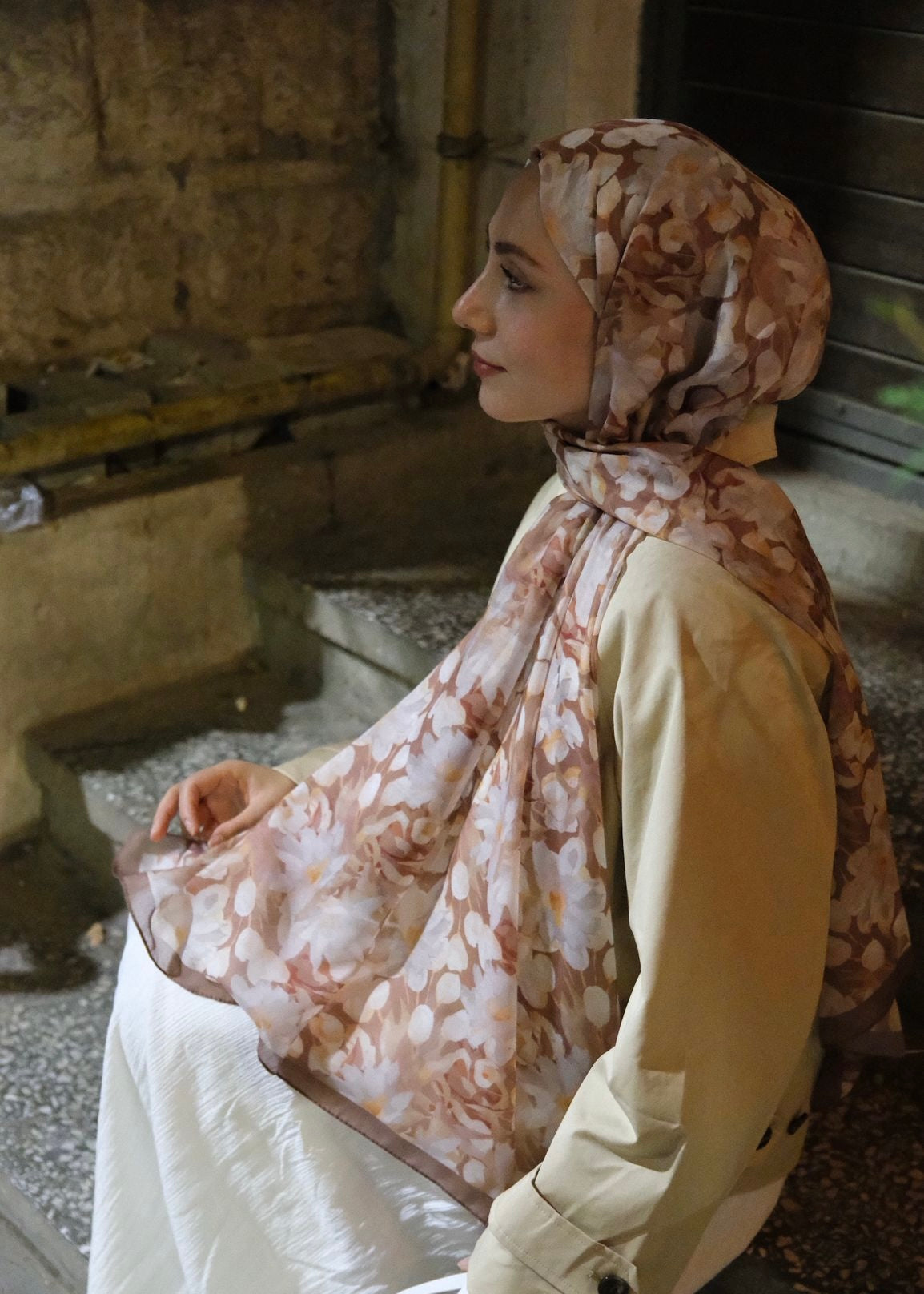 Garden Design Hijab - Milky Brown