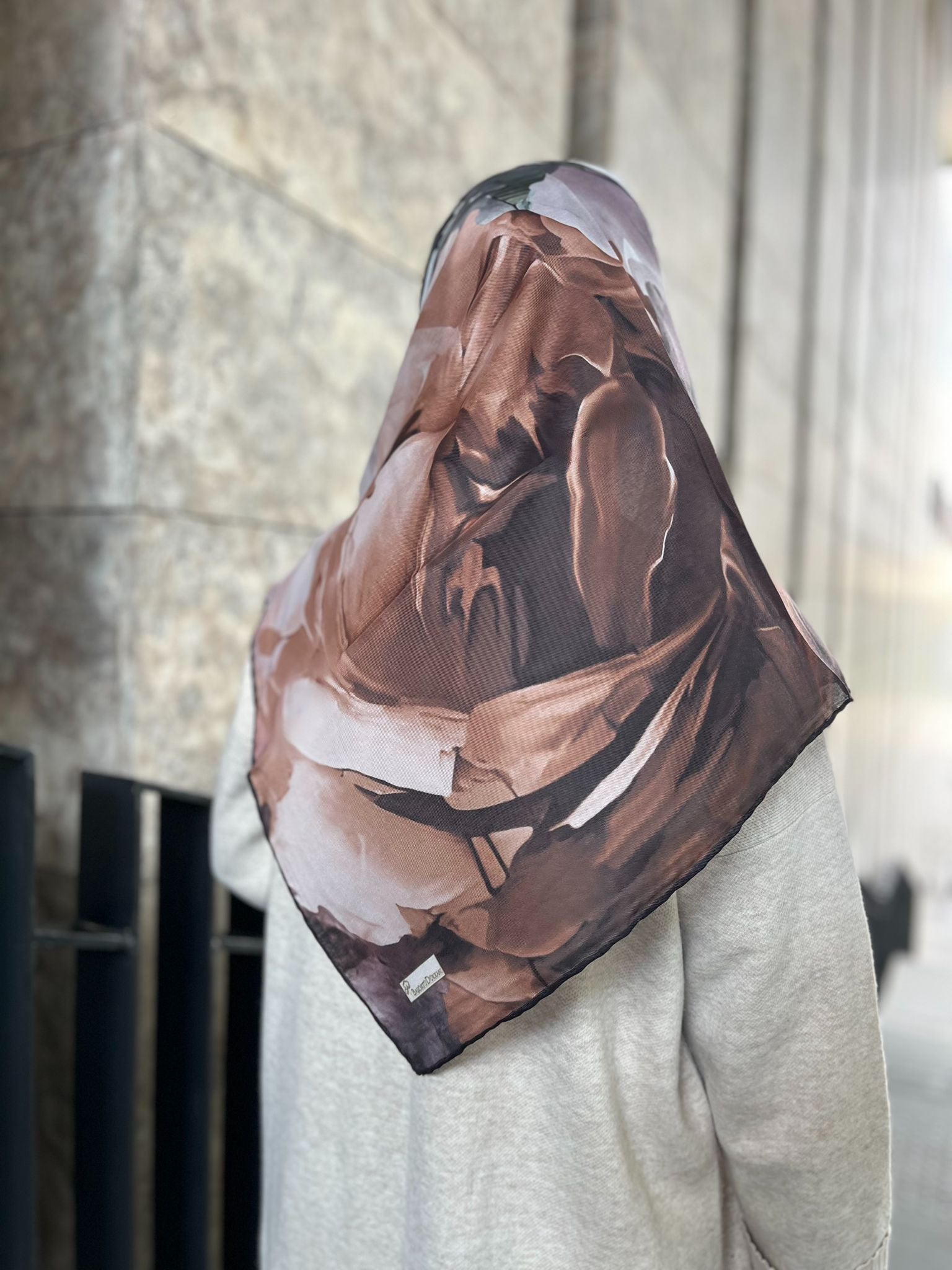 Canvas Painting Pattern Square Scarf - Terra Cotta