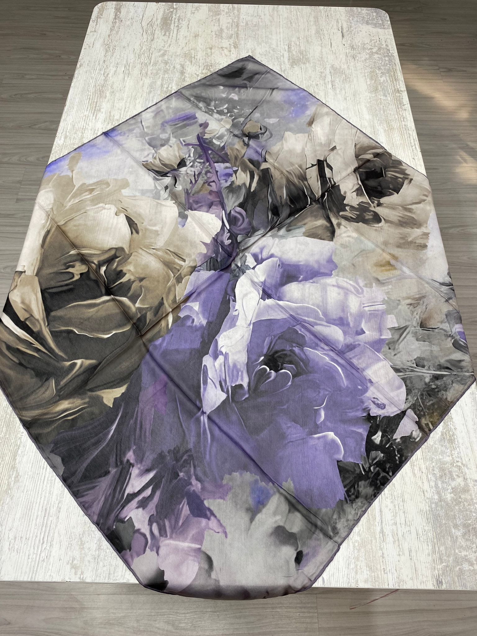 Canvas Painting Pattern Square Scarf - Hyacinth