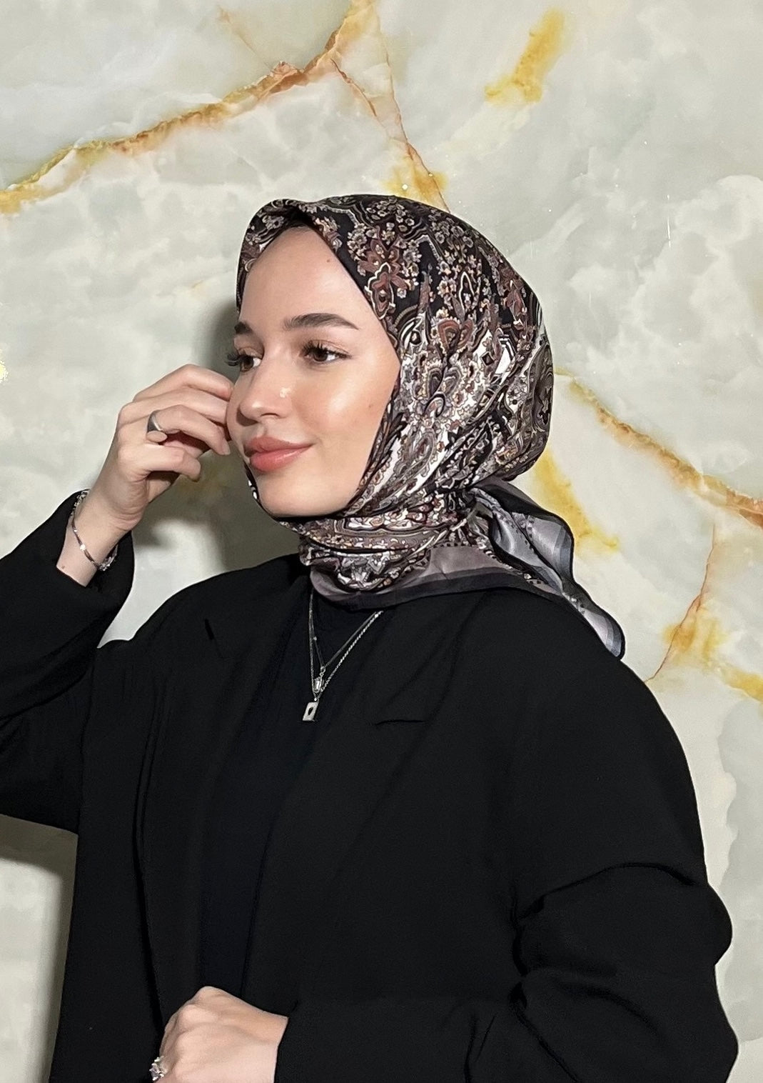 Firuze Square Scarf - Black Coffee
