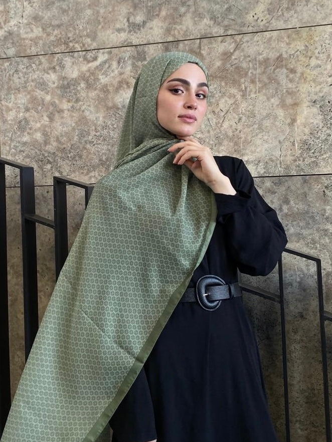 Clover Pattern Hijab - Green