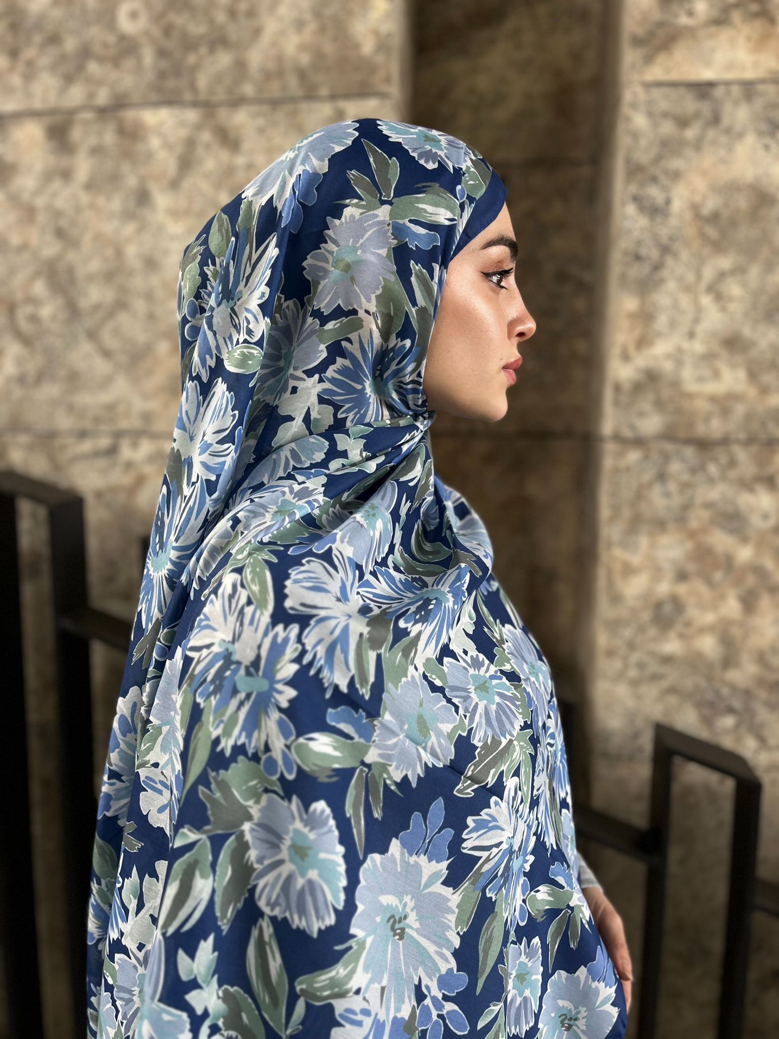 Matilda Pattern Hijab - Midnight Blue