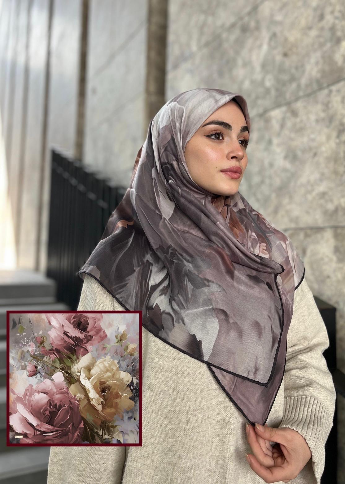 Canvas Painting Pattern Square Scarf - Terra Cotta