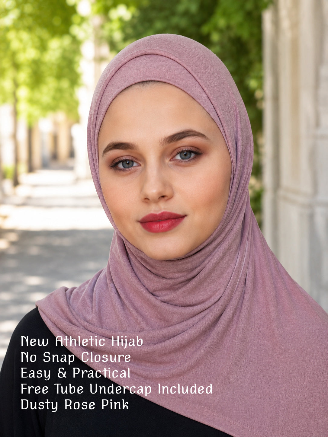New Athletic Hijab - Dusty Rose Pink (No Snap Closure)
