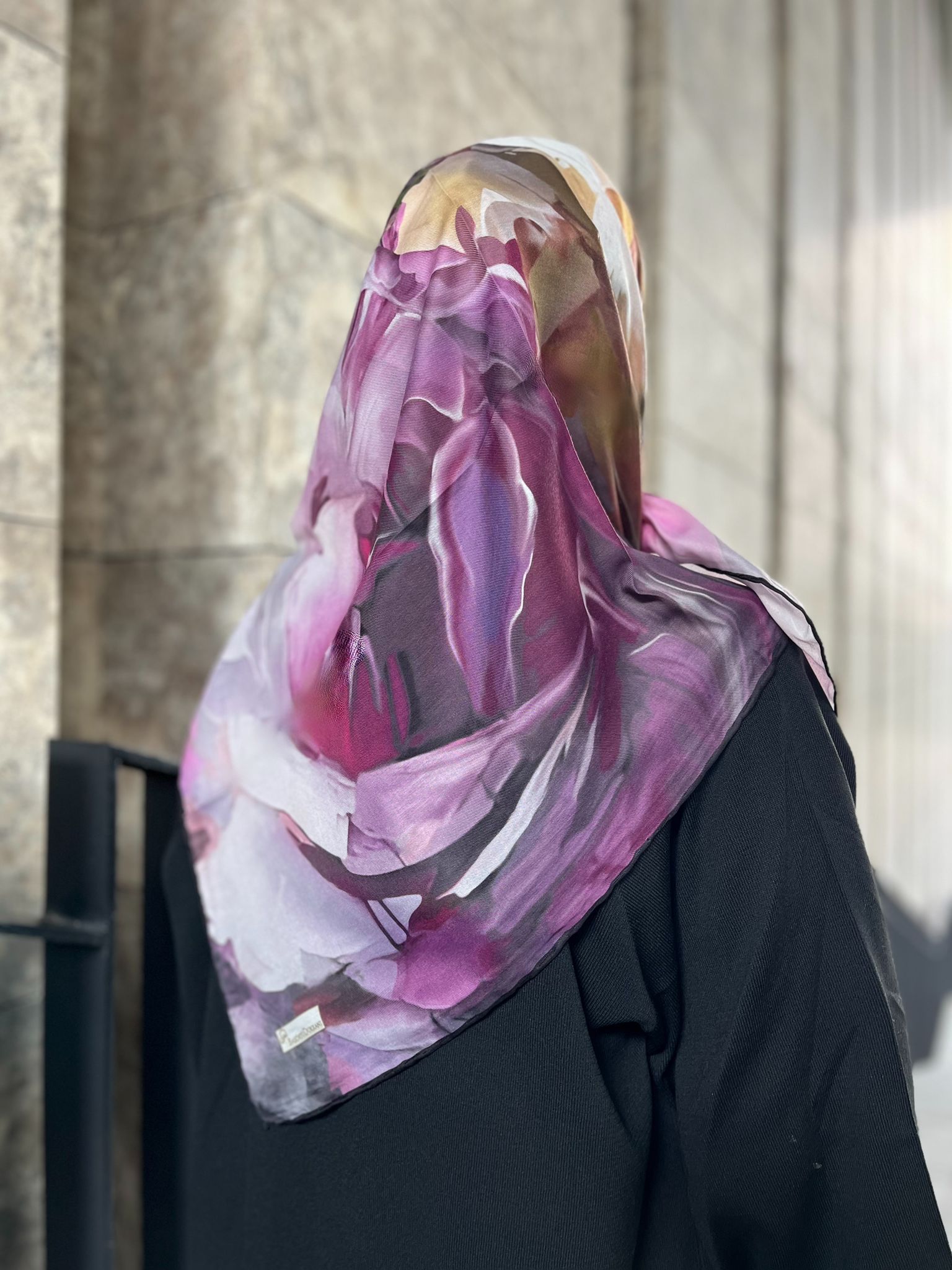 Canvas Painting Pattern Square Scarf - Dried Rose