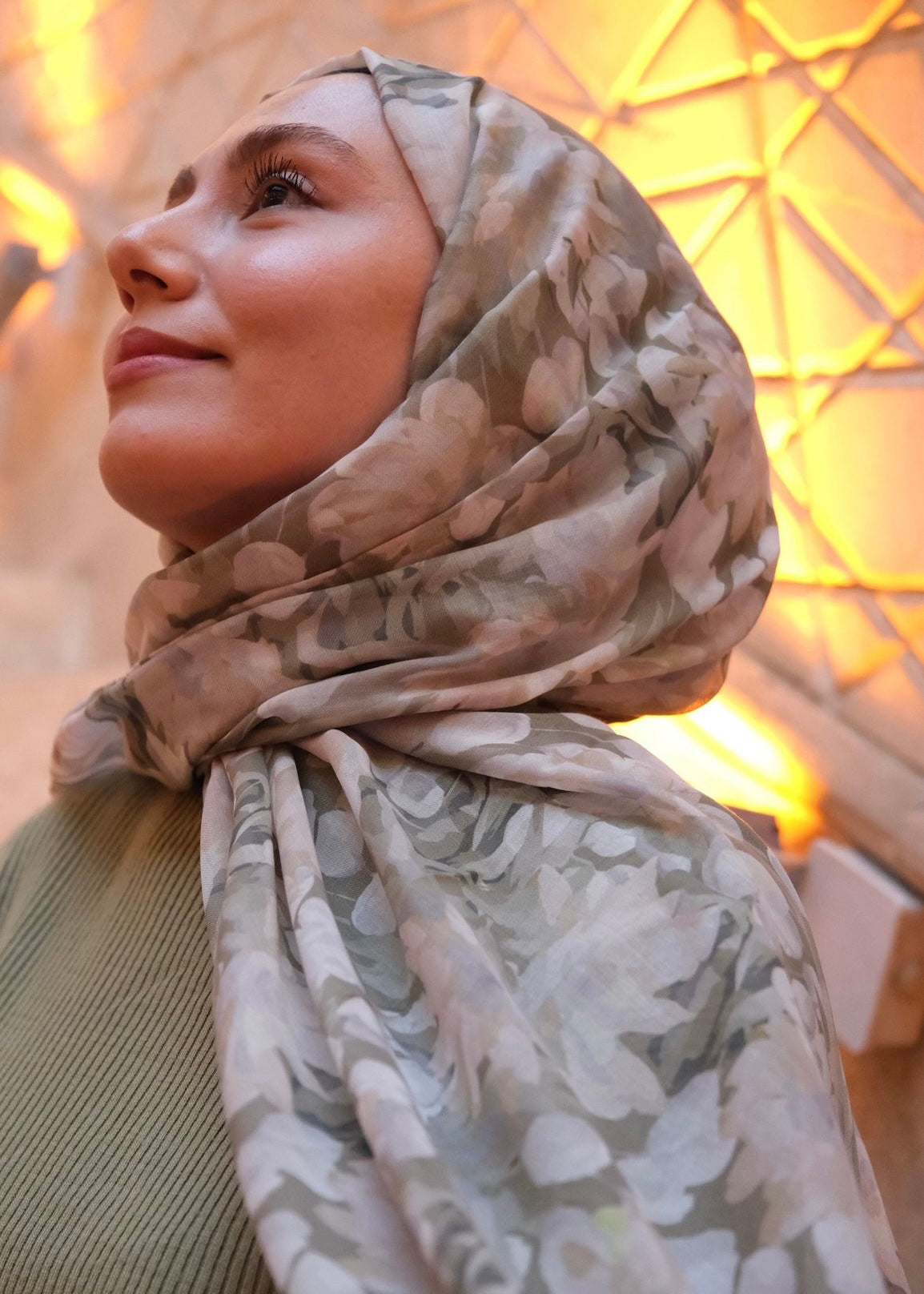 Garden Design Hijab - Green