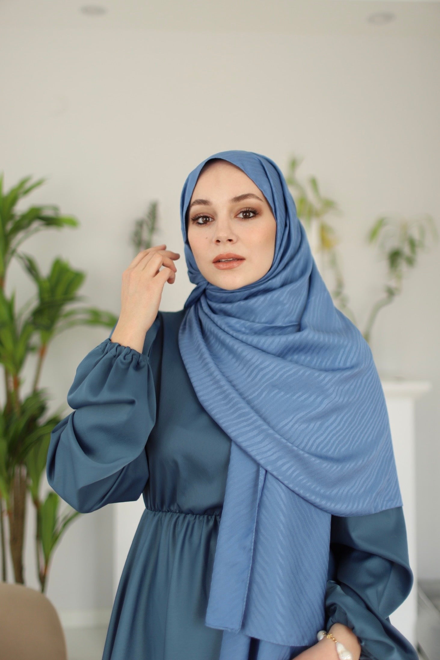 Jacquard Hijab - Indigo