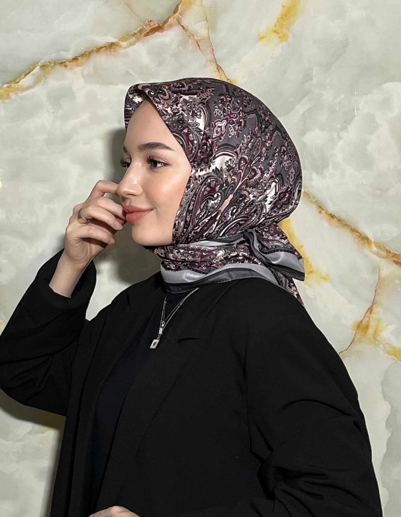 Firuze Square Scarf - Grey Purple