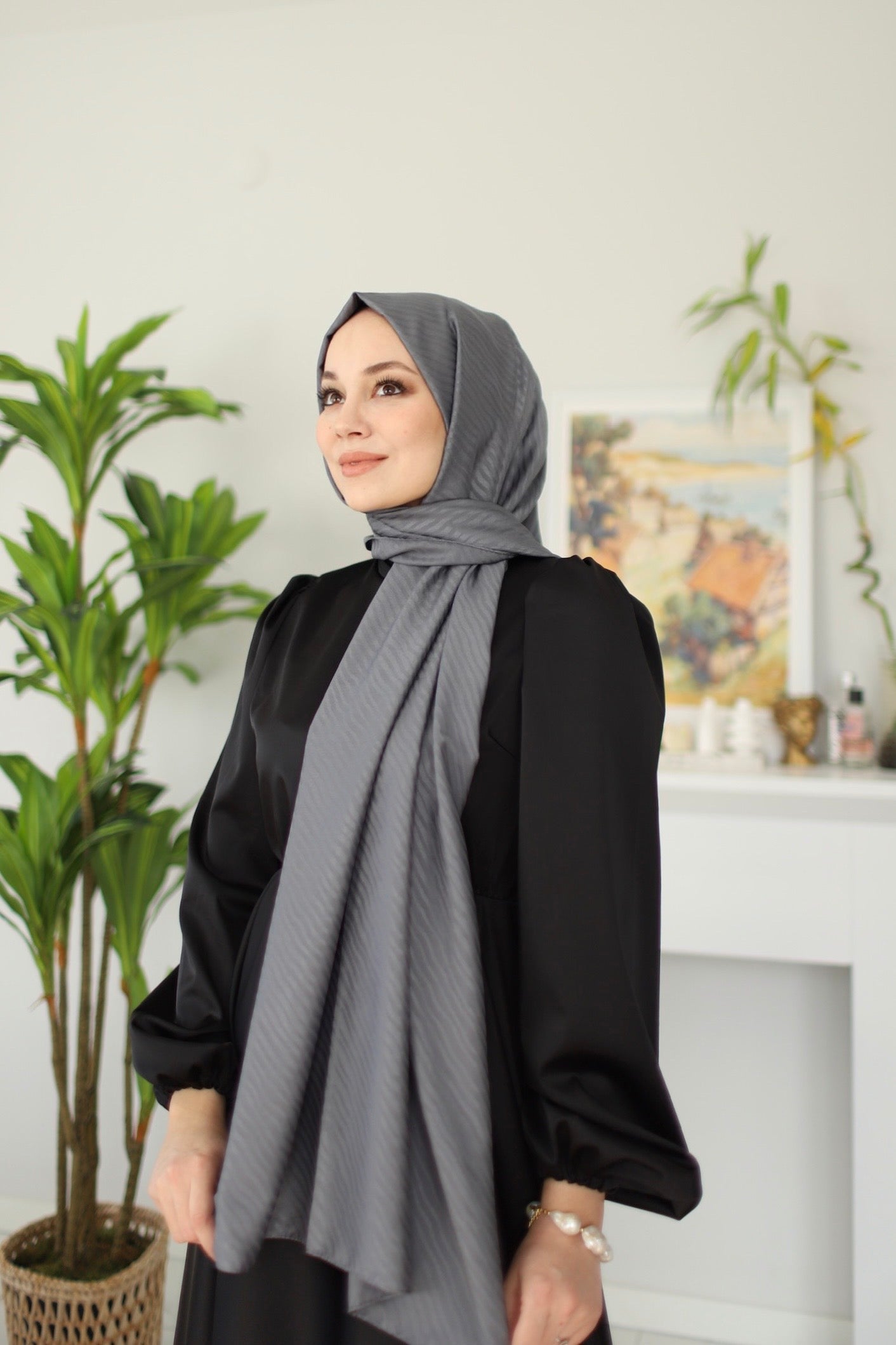 Jacquard Hijab - Smoke
