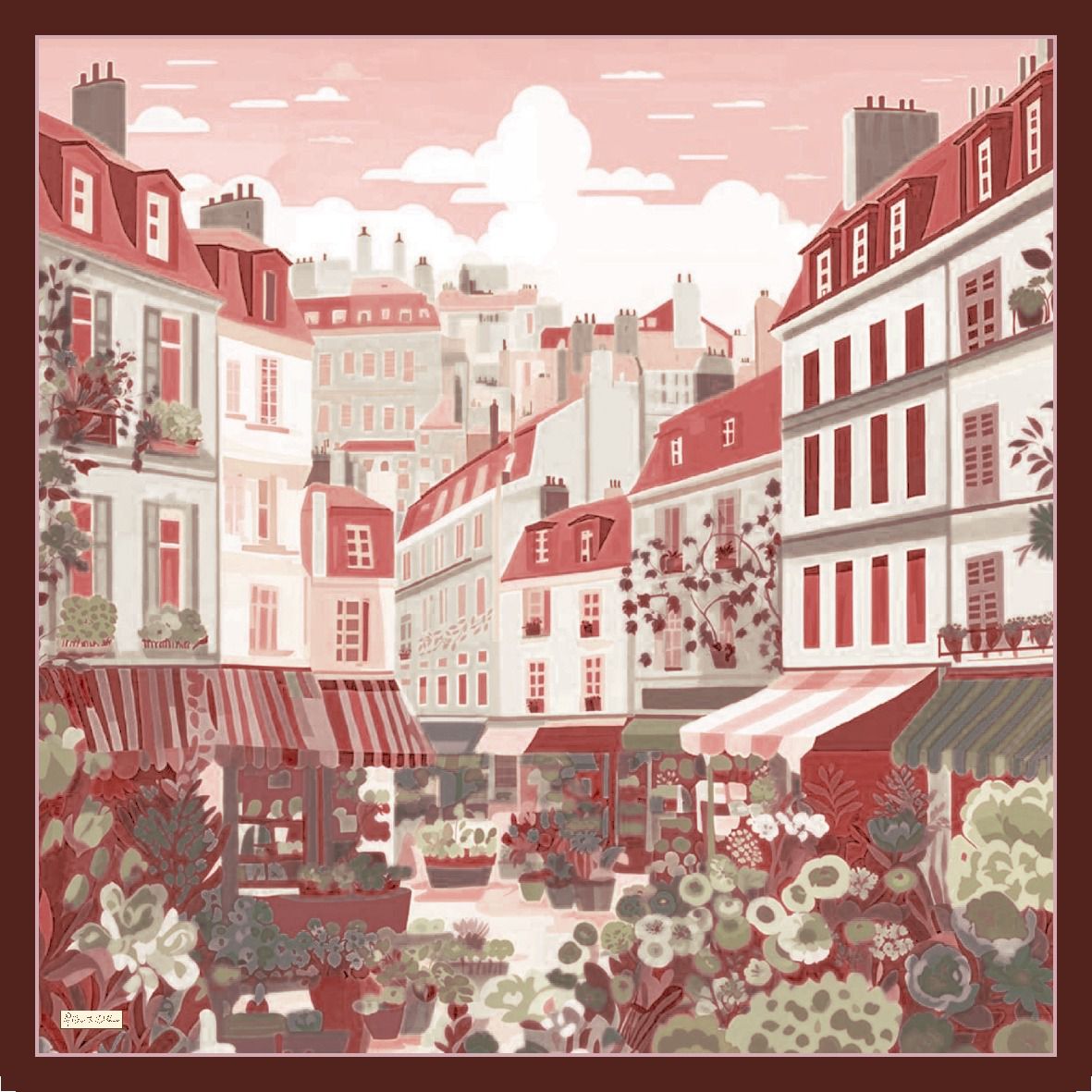 City Square Scarf - Reddish Brown
